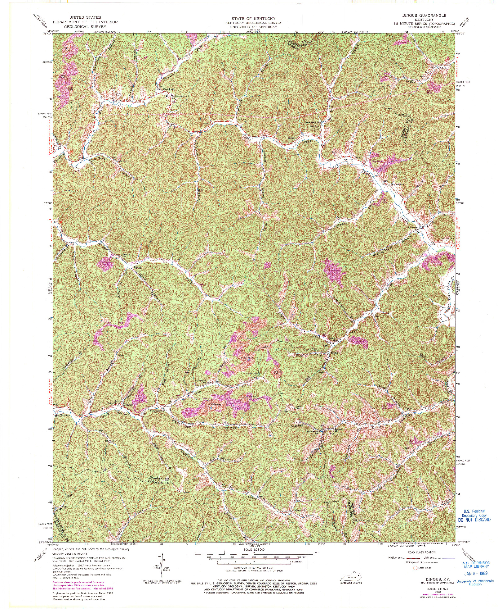 USGS 1:24000-SCALE QUADRANGLE FOR DINGUS, KY 1962