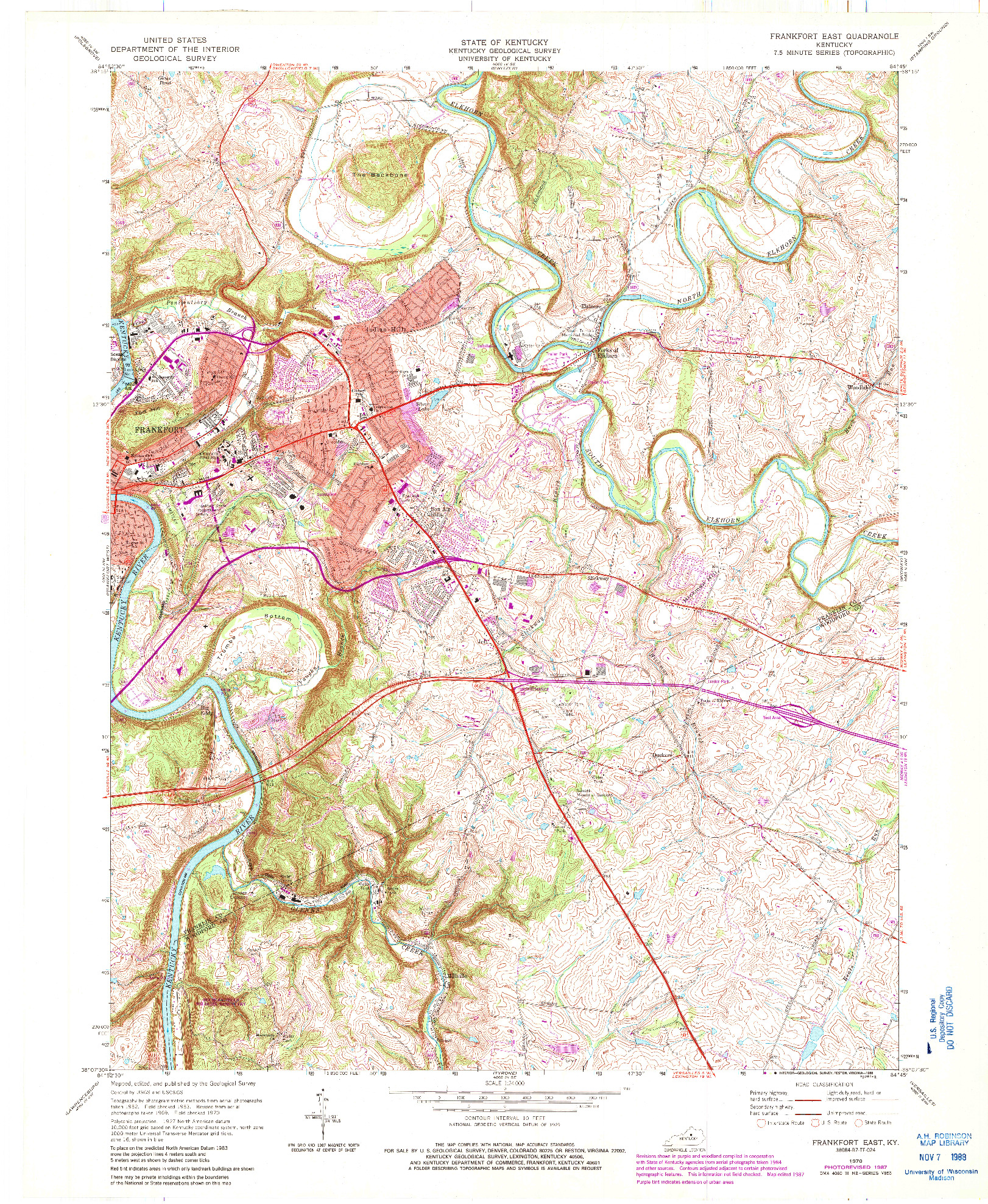 USGS 1:24000-SCALE QUADRANGLE FOR FRANKFORT EAST, KY 1970