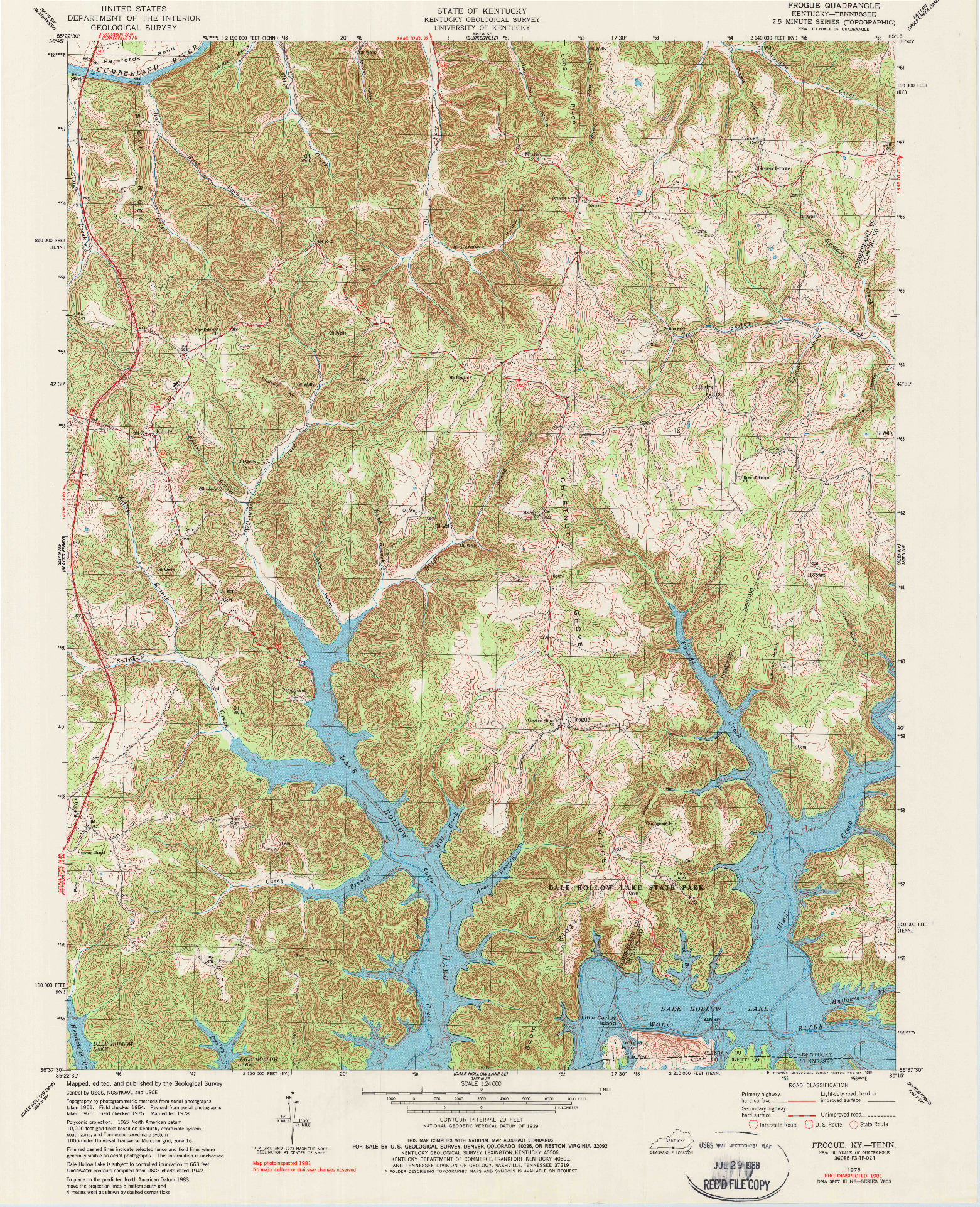 USGS 1:24000-SCALE QUADRANGLE FOR FROGUE, KY 1978