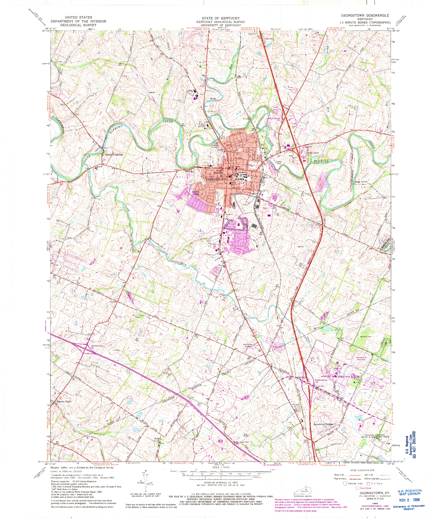 USGS 1:24000-SCALE QUADRANGLE FOR GEORGETOWN, KY 1965