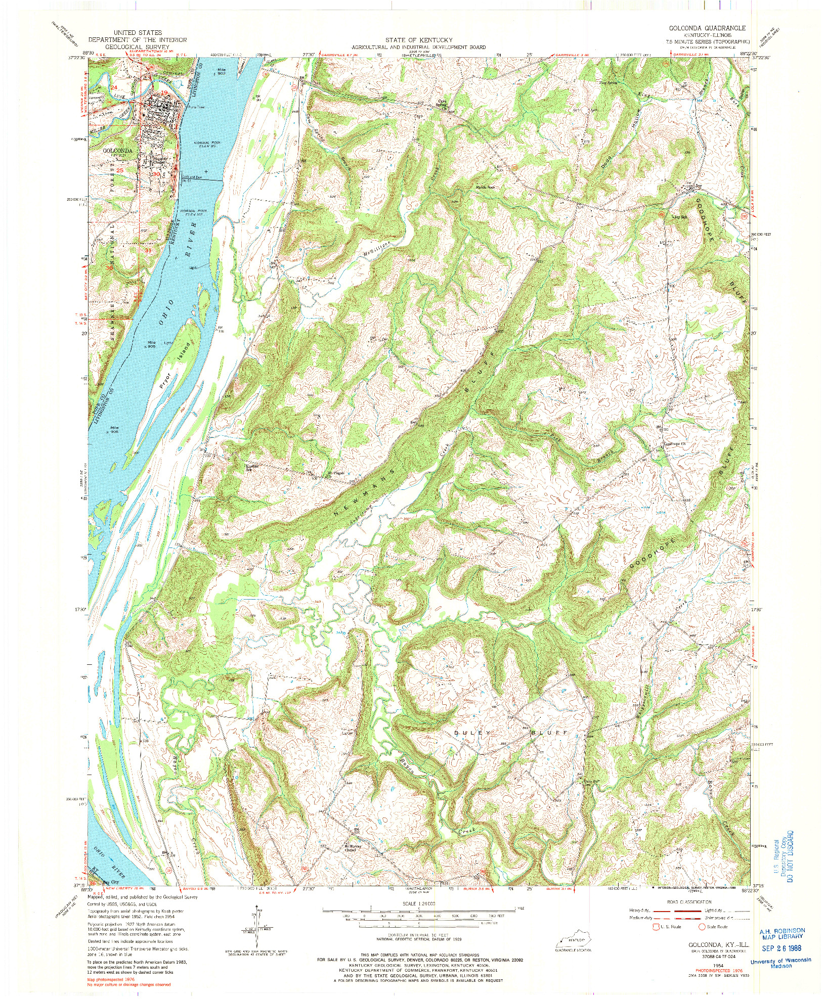 USGS 1:24000-SCALE QUADRANGLE FOR GOLCONDA, KY 1954