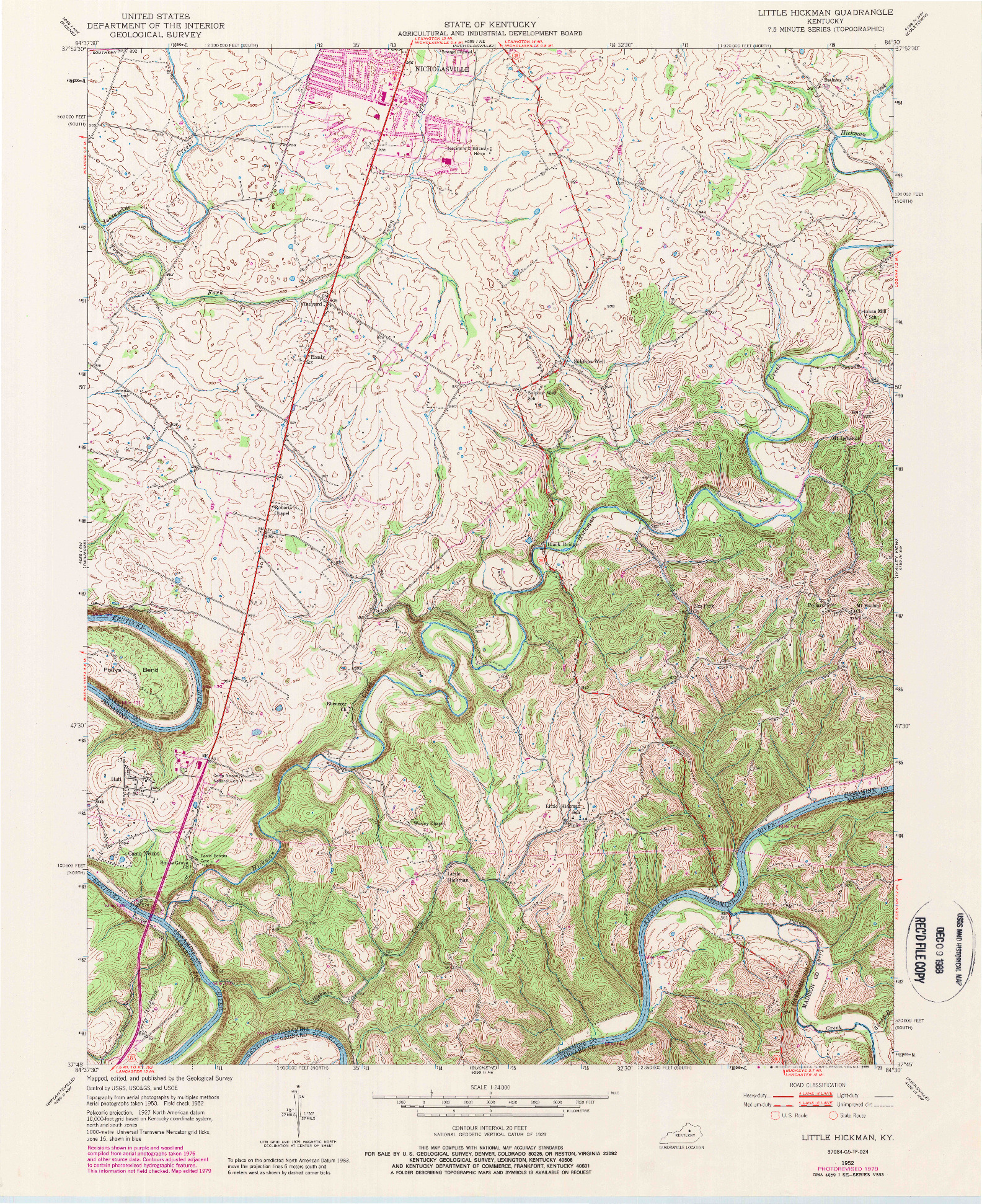 USGS 1:24000-SCALE QUADRANGLE FOR LITTLE HICKMAN, KY 1952