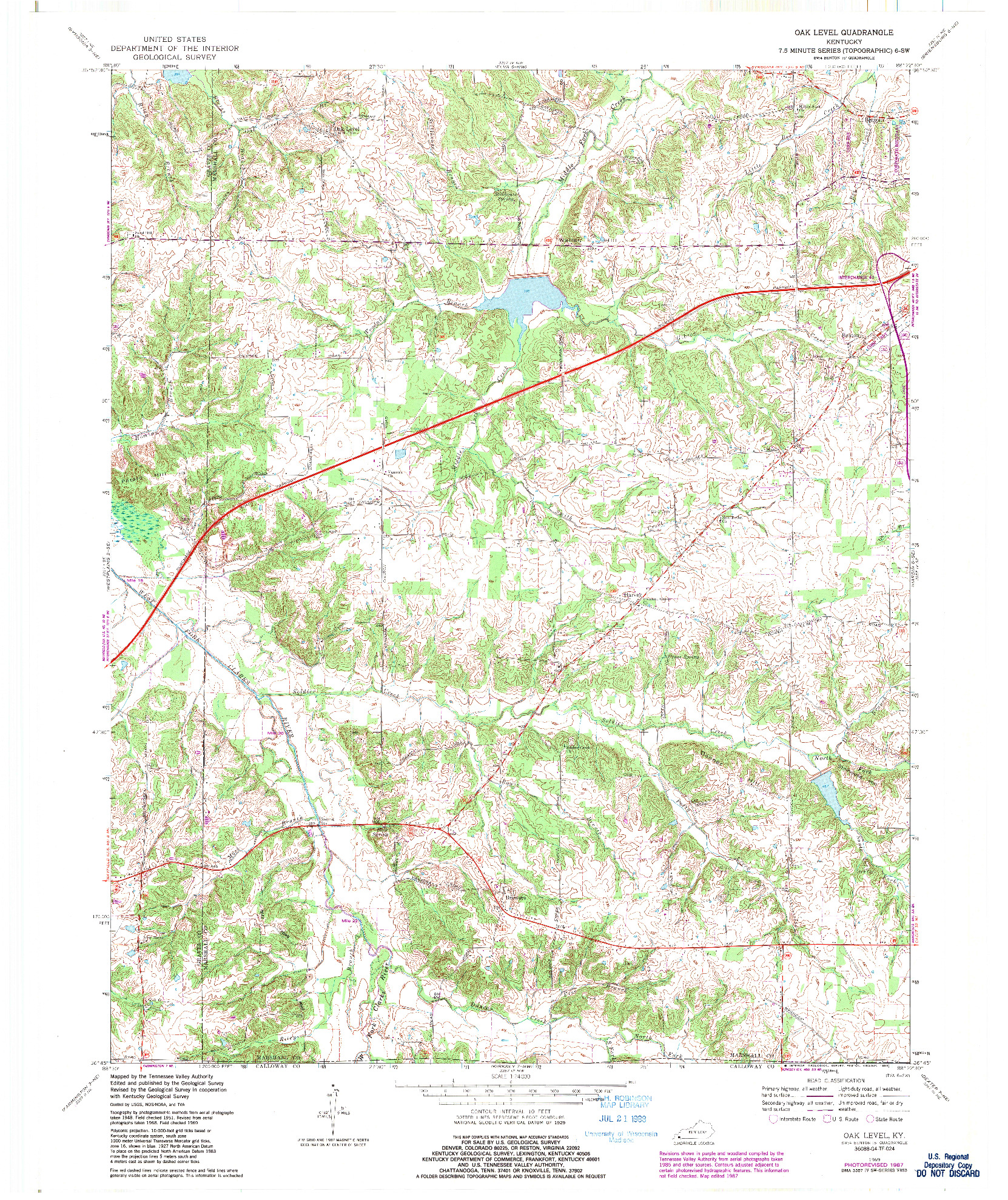 USGS 1:24000-SCALE QUADRANGLE FOR OAK LEVEL, KY 1969