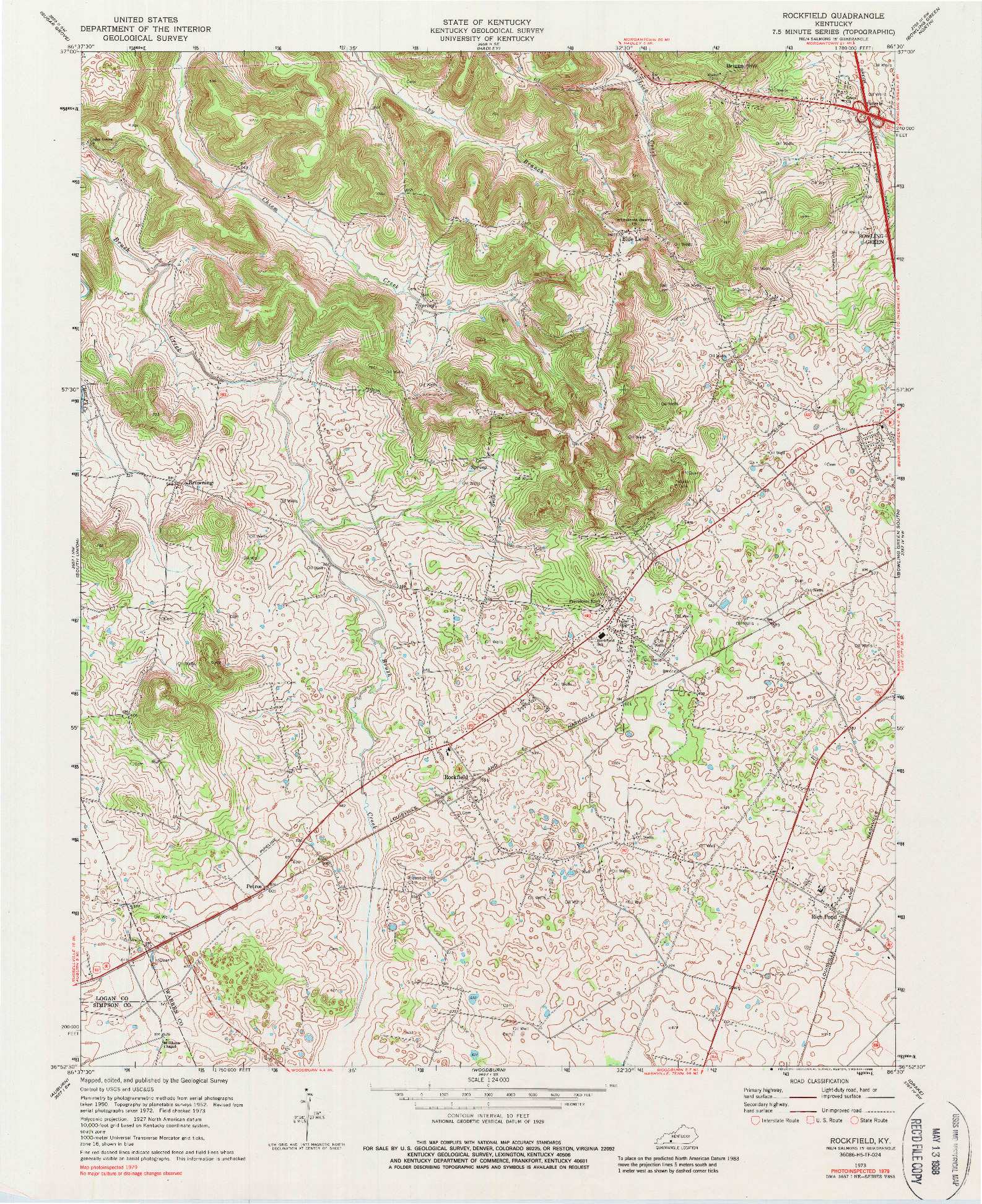 USGS 1:24000-SCALE QUADRANGLE FOR ROCKFIELD, KY 1979