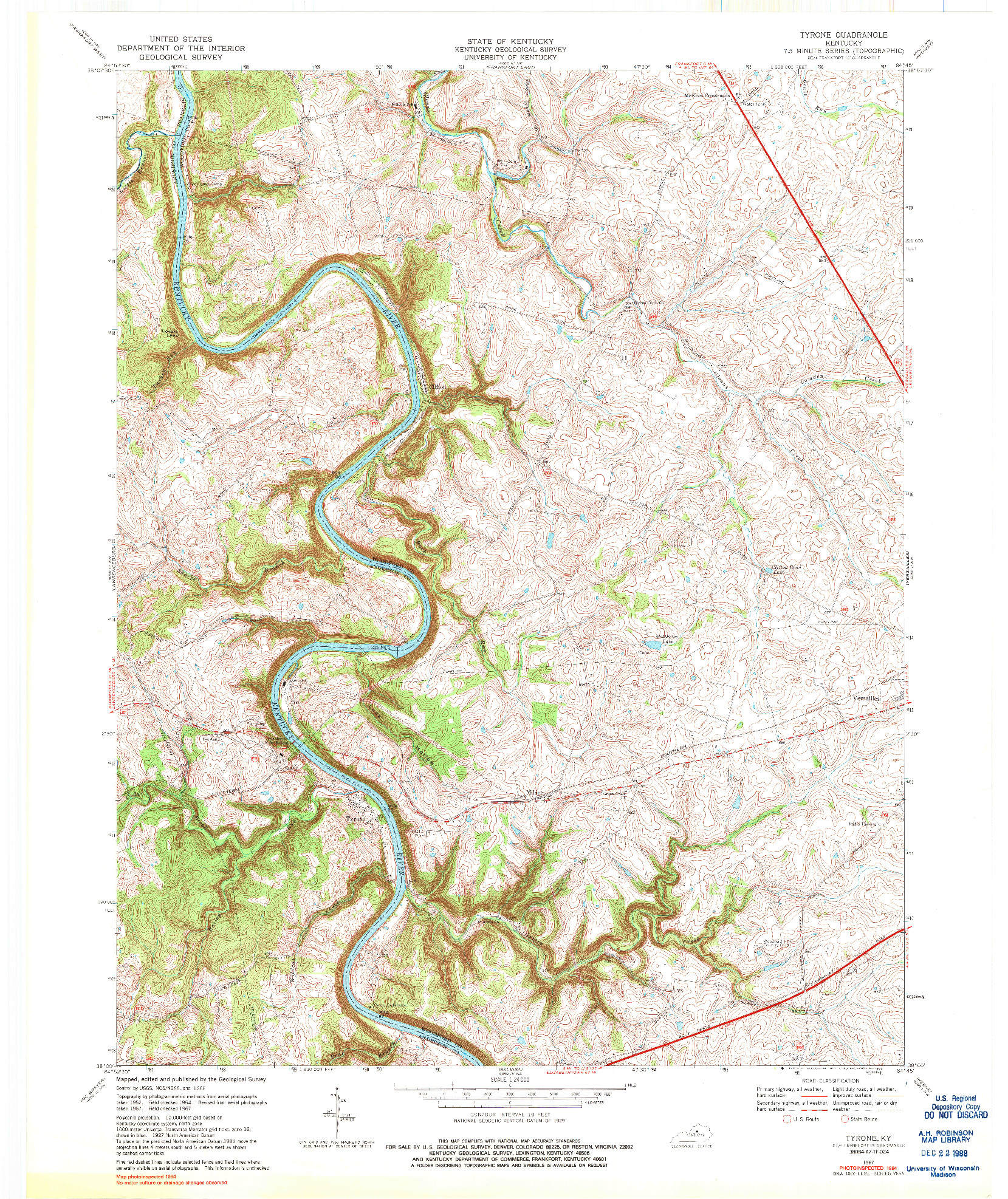 USGS 1:24000-SCALE QUADRANGLE FOR TYRONE, KY 1967