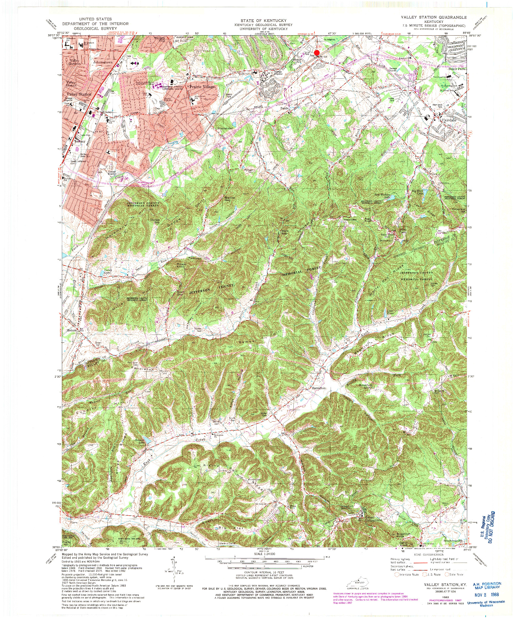 USGS 1:24000-SCALE QUADRANGLE FOR VALLEY STATION, KY 1982