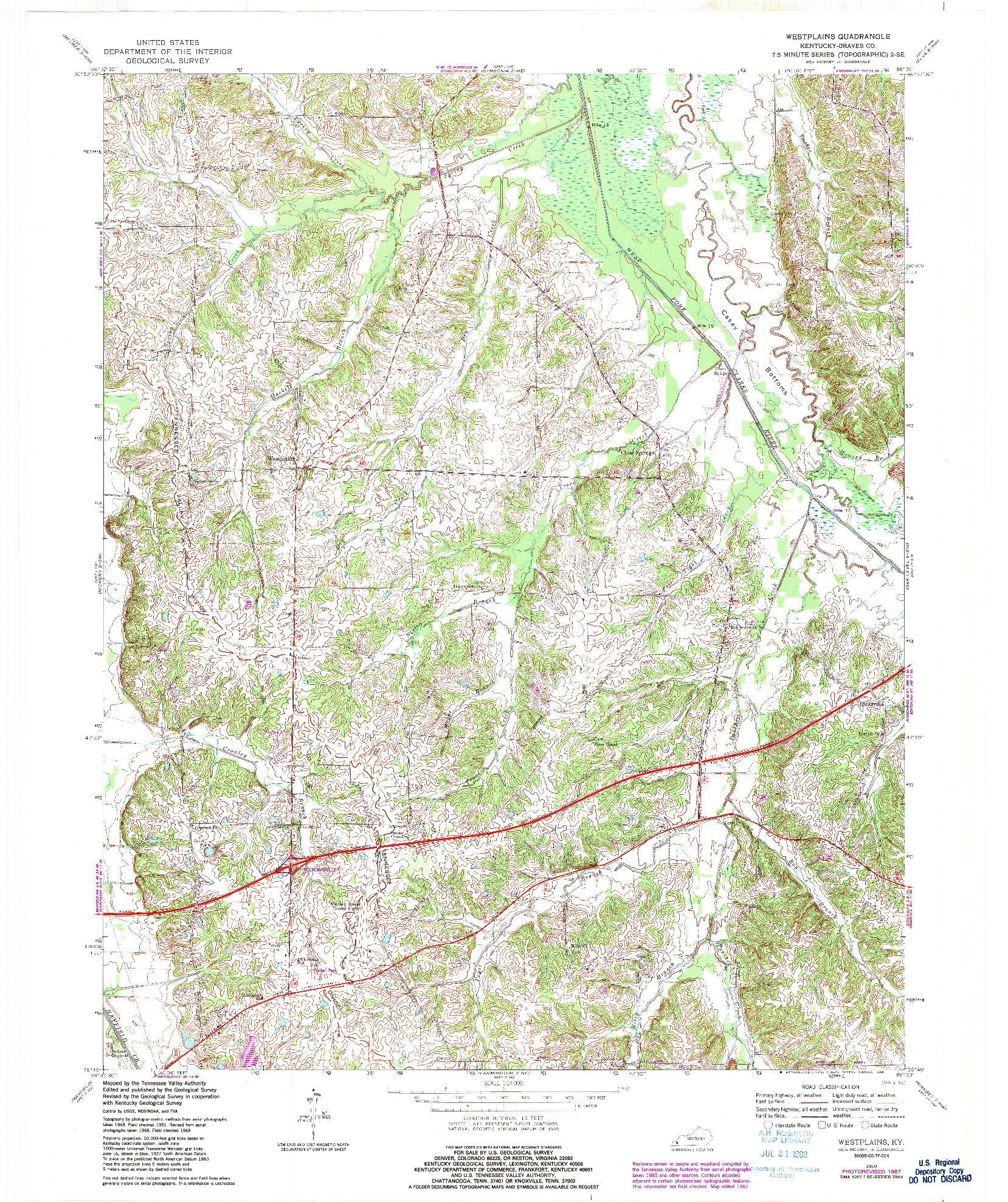 USGS 1:24000-SCALE QUADRANGLE FOR WESTPLAINS, KY 1969