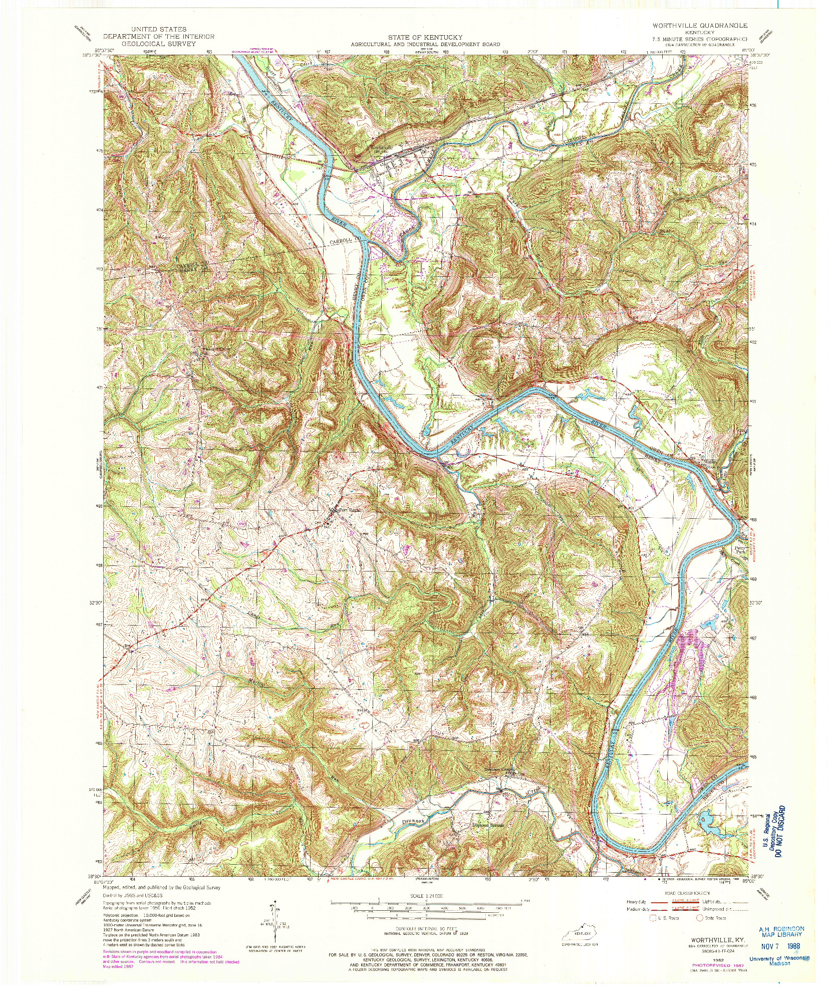 USGS 1:24000-SCALE QUADRANGLE FOR WORTHVILLE, KY 1952