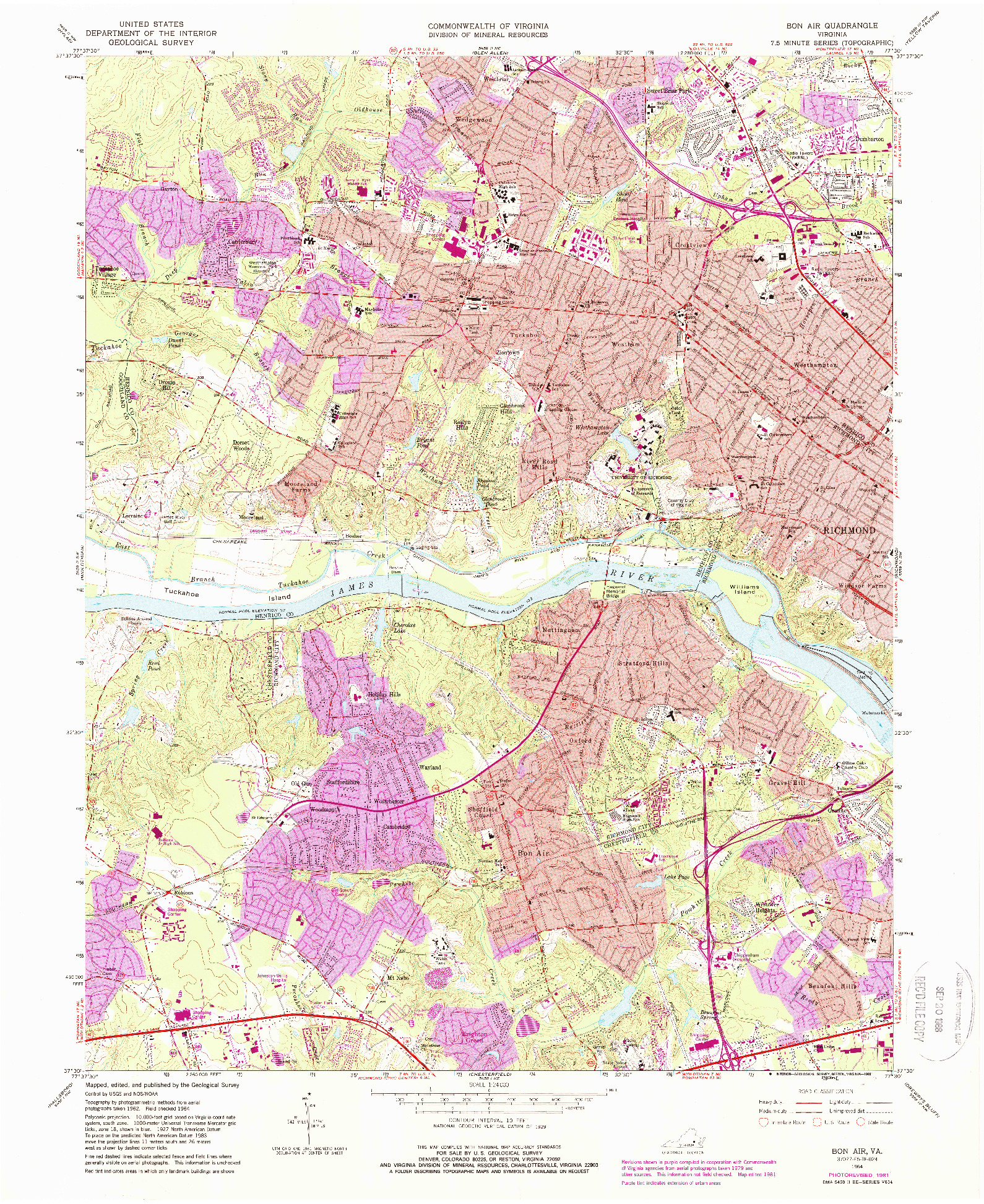 USGS 1:24000-SCALE QUADRANGLE FOR BON AIR, VA 1964