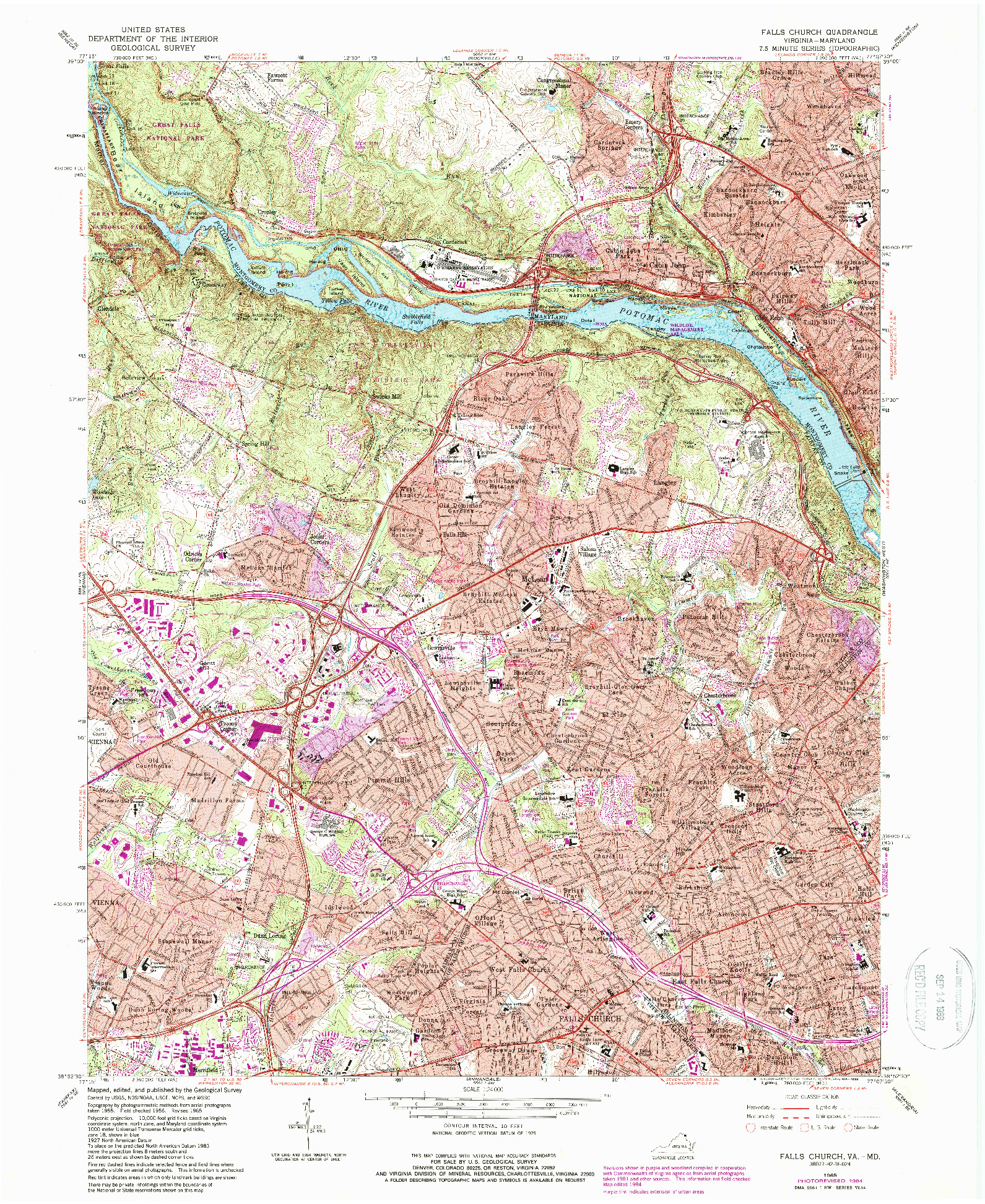 USGS 1:24000-SCALE QUADRANGLE FOR FALLS CHURCH, VA 1965