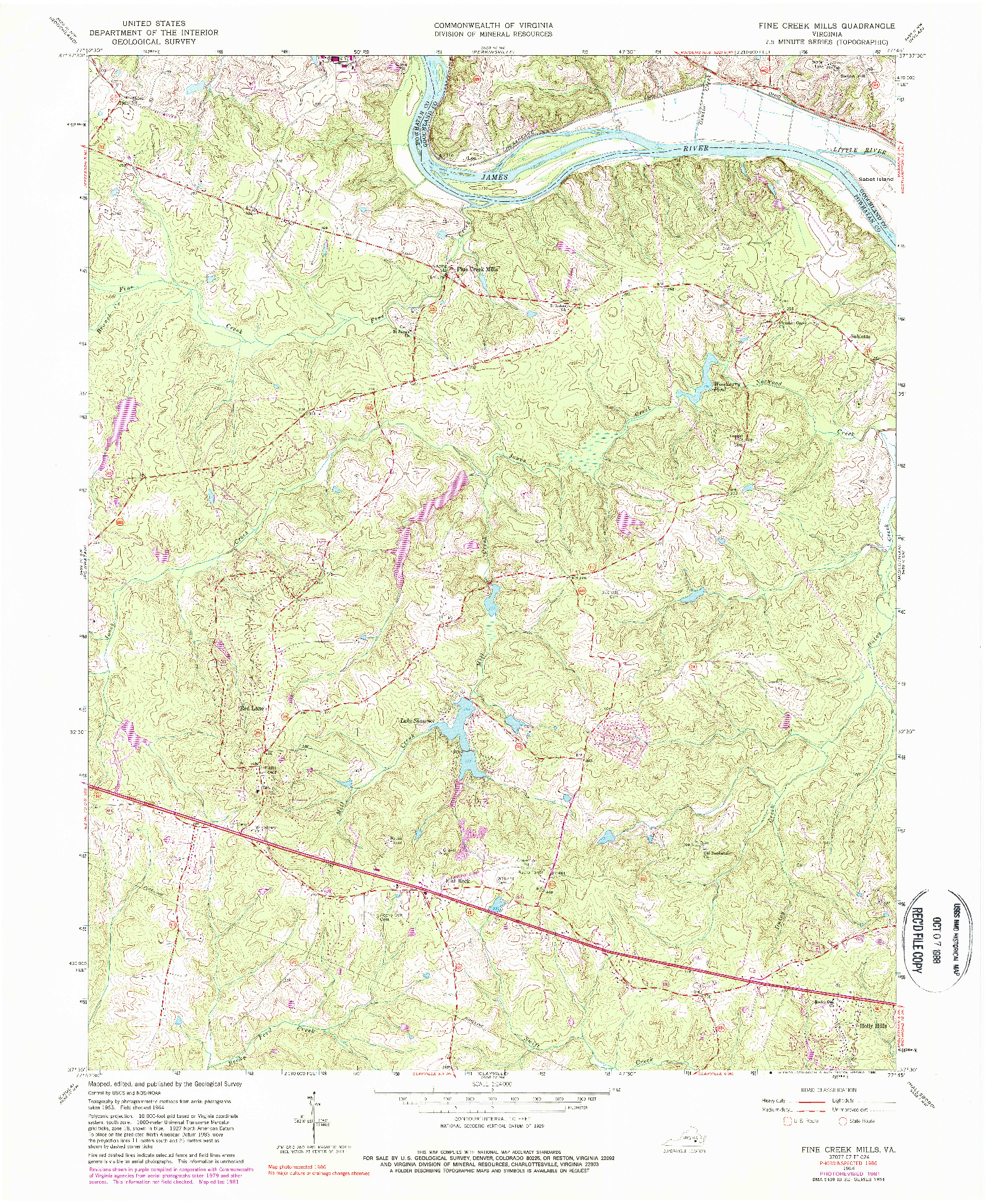 USGS 1:24000-SCALE QUADRANGLE FOR FINE CREEK MILLS, VA 1964