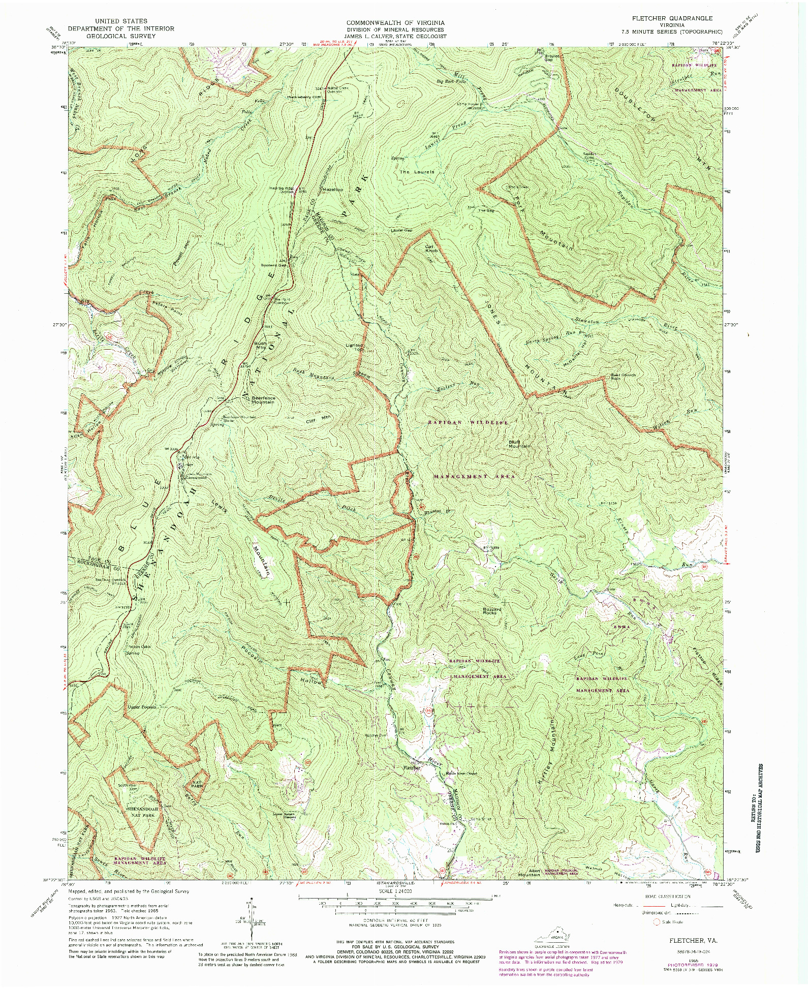 USGS 1:24000-SCALE QUADRANGLE FOR FLETCHER, VA 1965