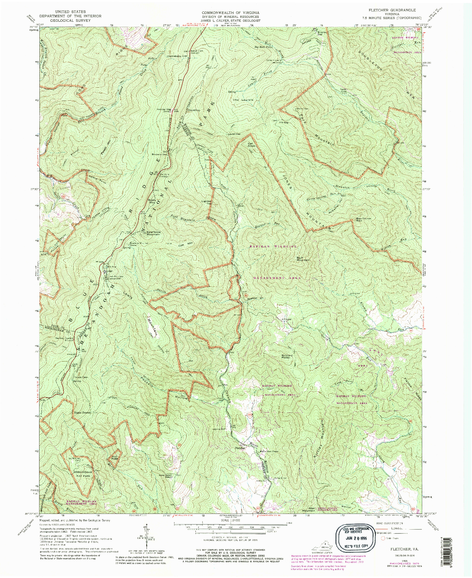USGS 1:24000-SCALE QUADRANGLE FOR FLETCHER, VA 1965