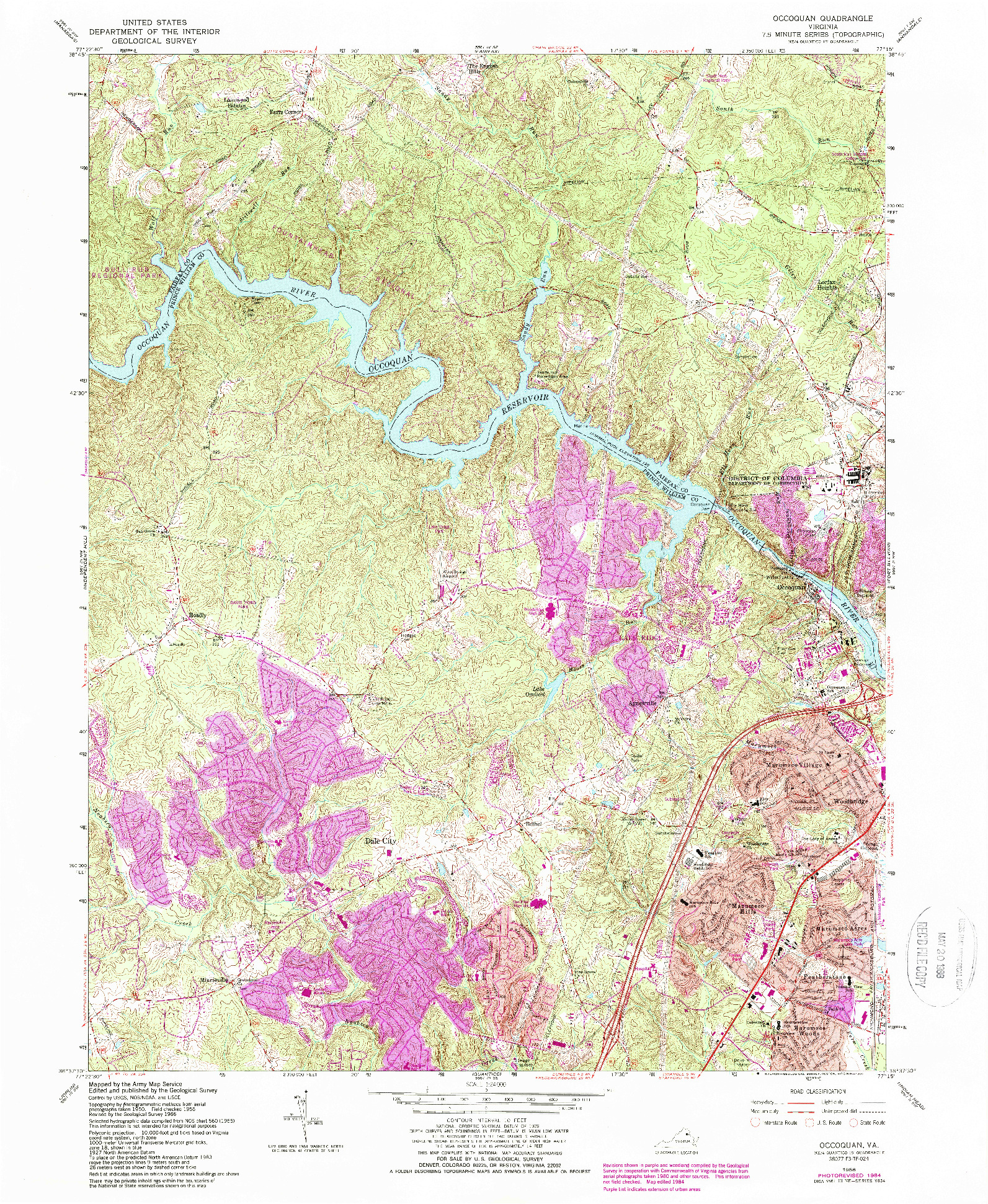 USGS 1:24000-SCALE QUADRANGLE FOR OCCOQUAN, VA 1956