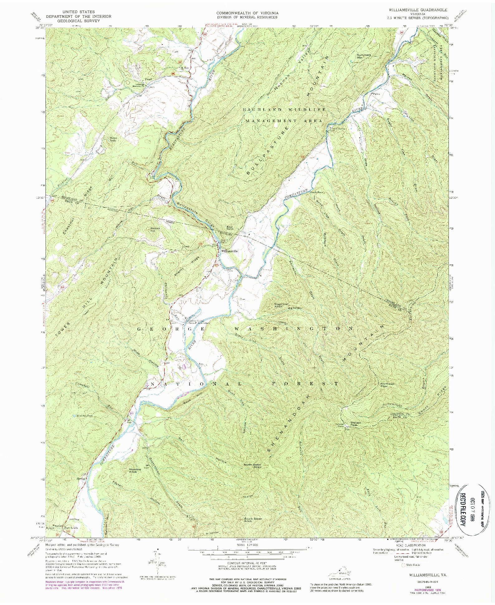 USGS 1:24000-SCALE QUADRANGLE FOR WILLIAMSVILLE, VA 1969