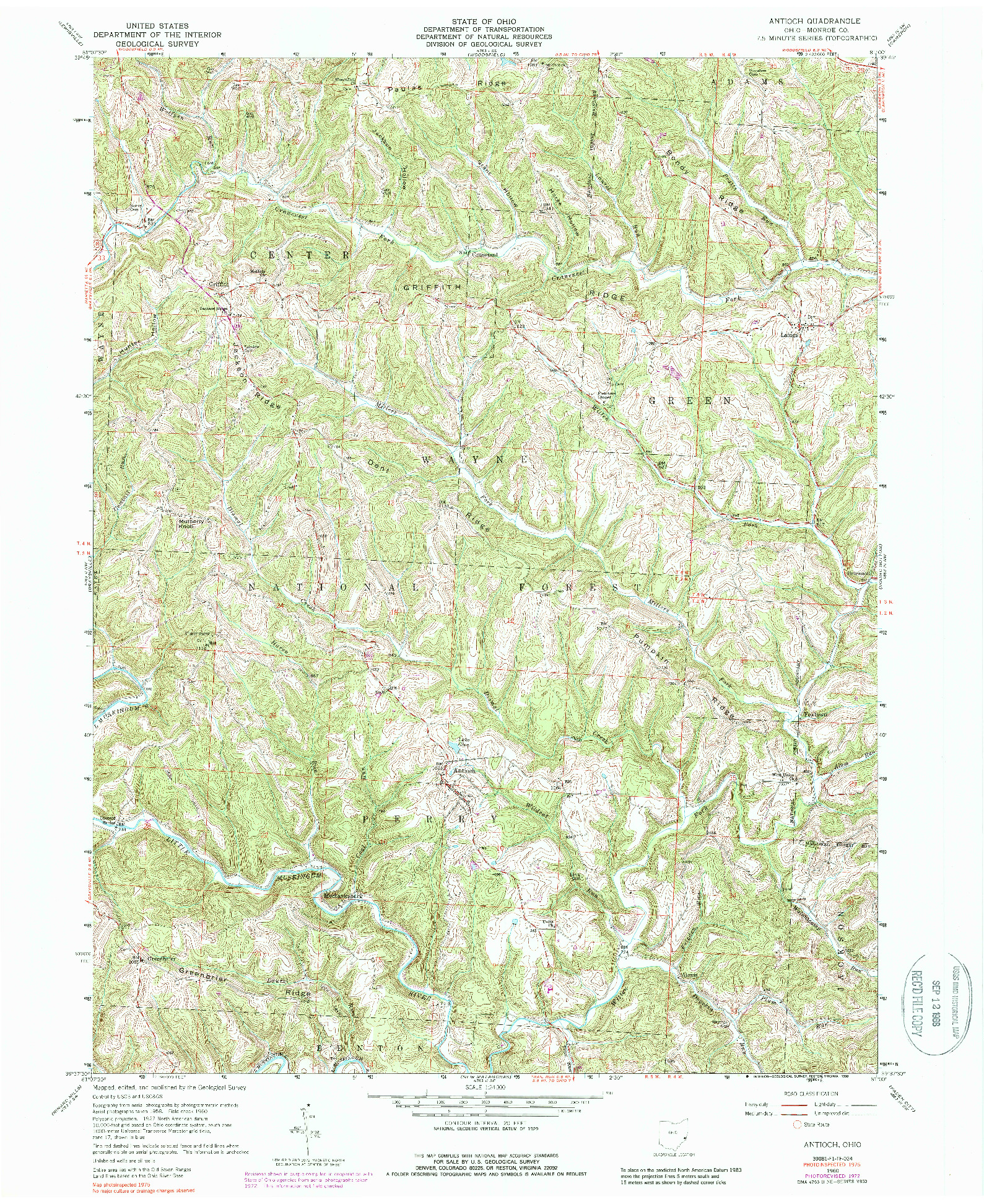 USGS 1:24000-SCALE QUADRANGLE FOR ANTIOCH, OH 1960