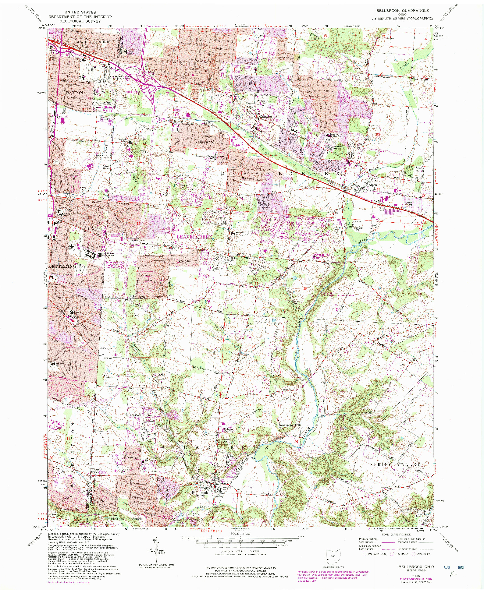 USGS 1:24000-SCALE QUADRANGLE FOR BELLBROOK, OH 1965