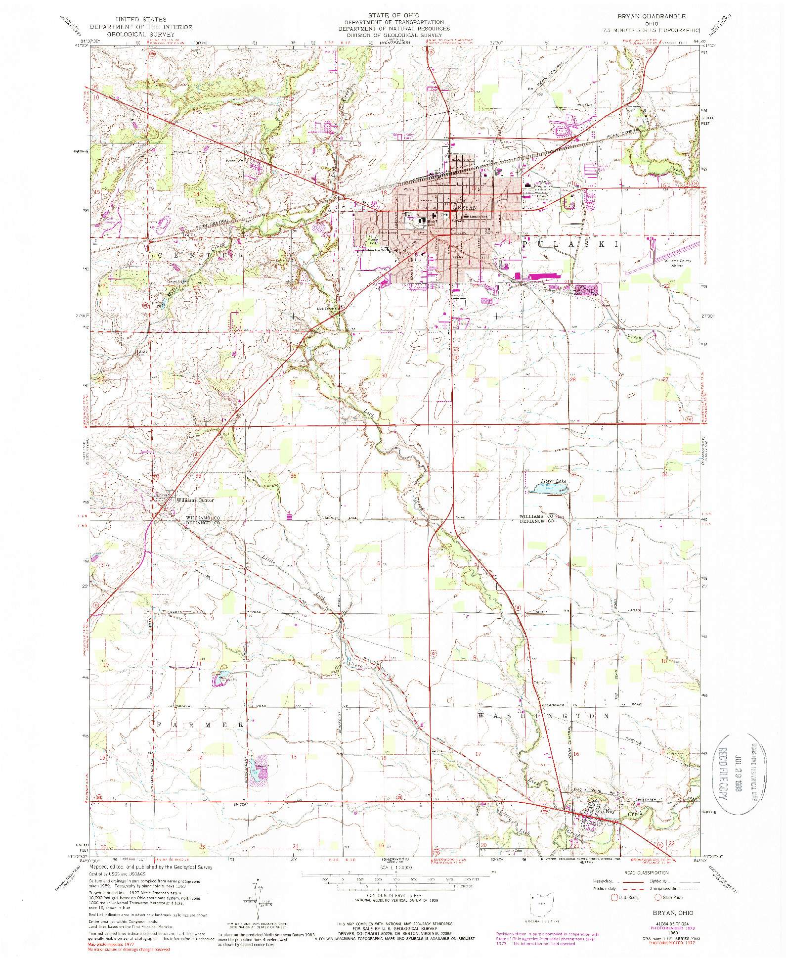 USGS 1:24000-SCALE QUADRANGLE FOR BRYAN, OH 1960
