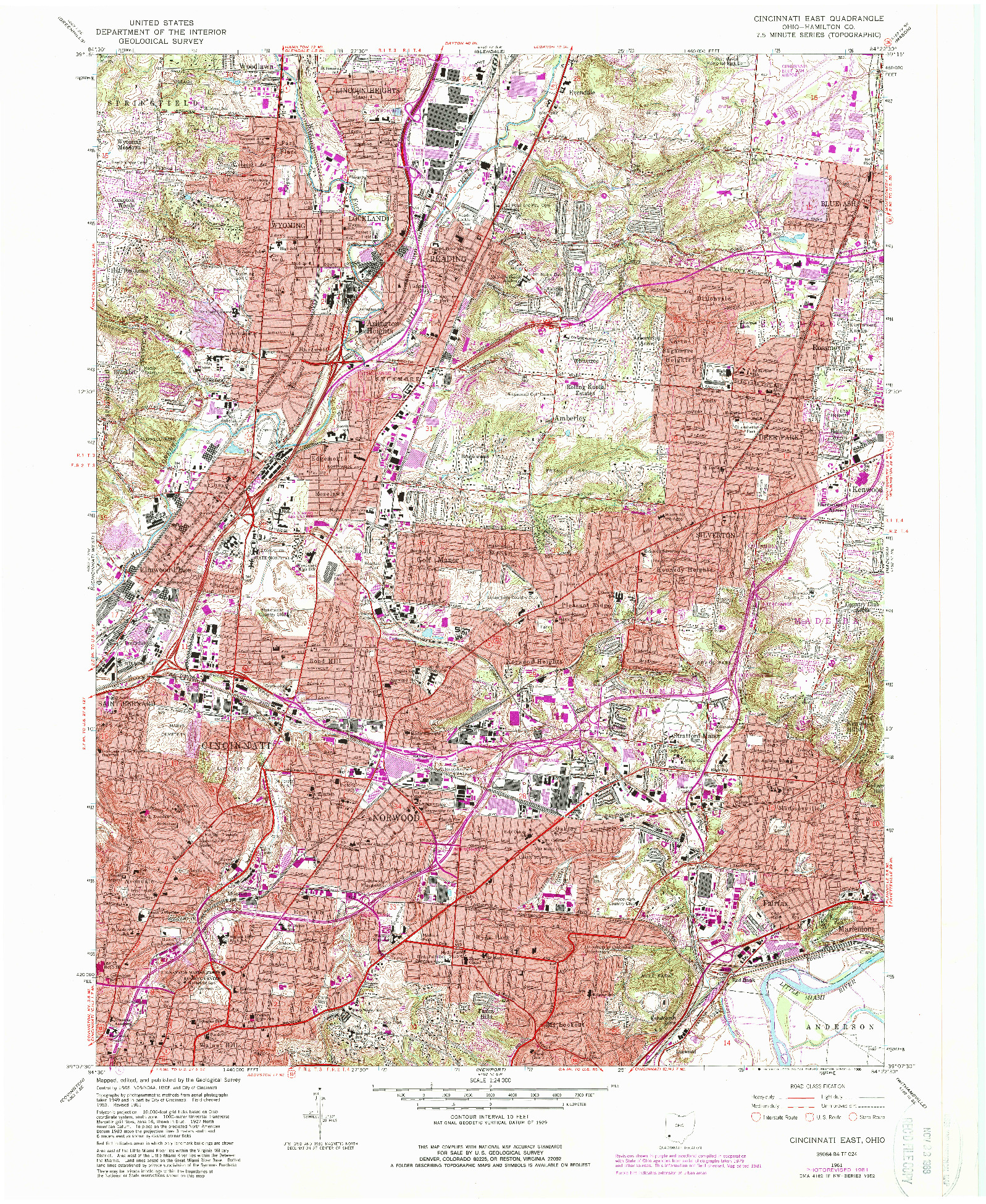 USGS 1:24000-SCALE QUADRANGLE FOR CINCINNATI EAST, OH 1961