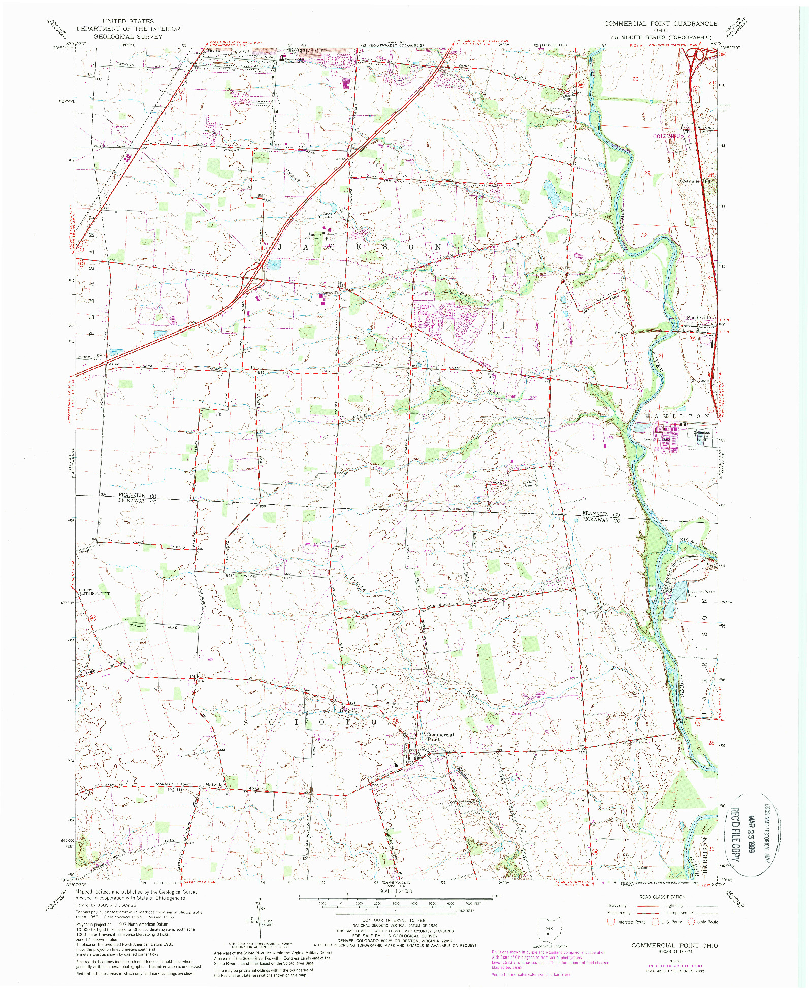 USGS 1:24000-SCALE QUADRANGLE FOR COMMERCIAL POINT, OH 1966