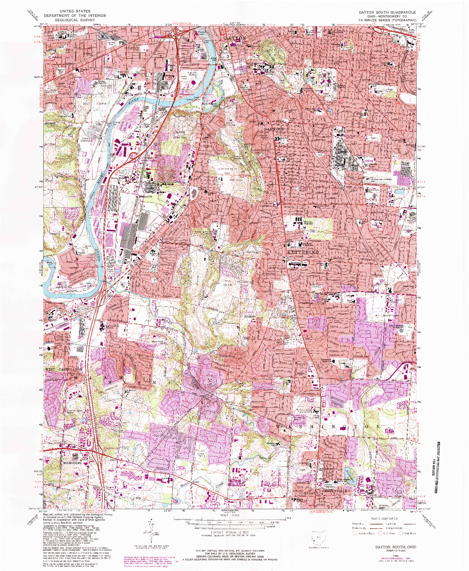 USGS 1:24000-SCALE QUADRANGLE FOR DAYTON SOUTH, OH 1966