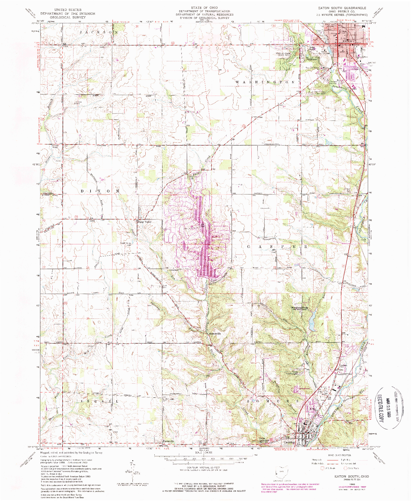 USGS 1:24000-SCALE QUADRANGLE FOR EATON SOUTH, OH 1960