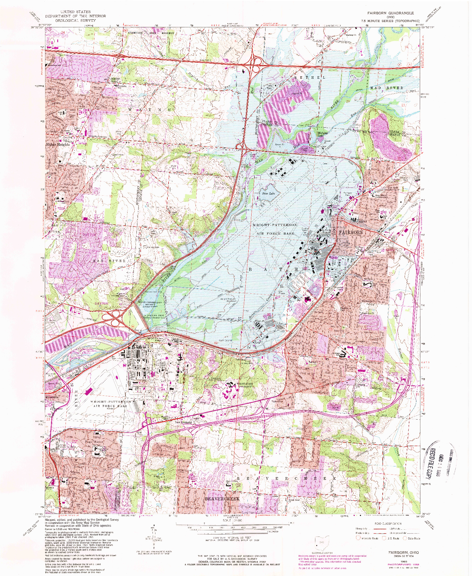 USGS 1:24000-SCALE QUADRANGLE FOR FAIRBORN, OH 1965