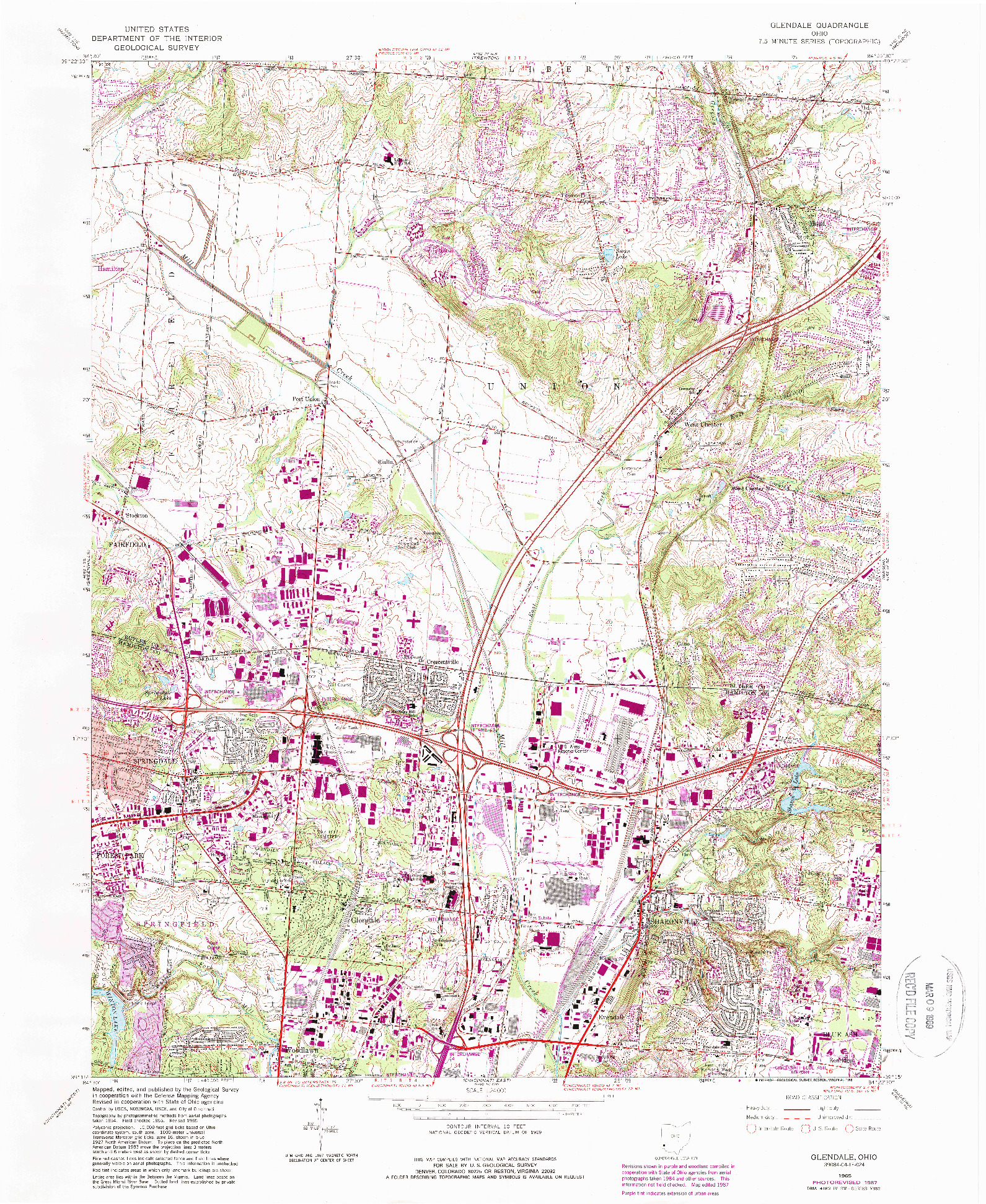 USGS 1:24000-SCALE QUADRANGLE FOR GLENDALE, OH 1965