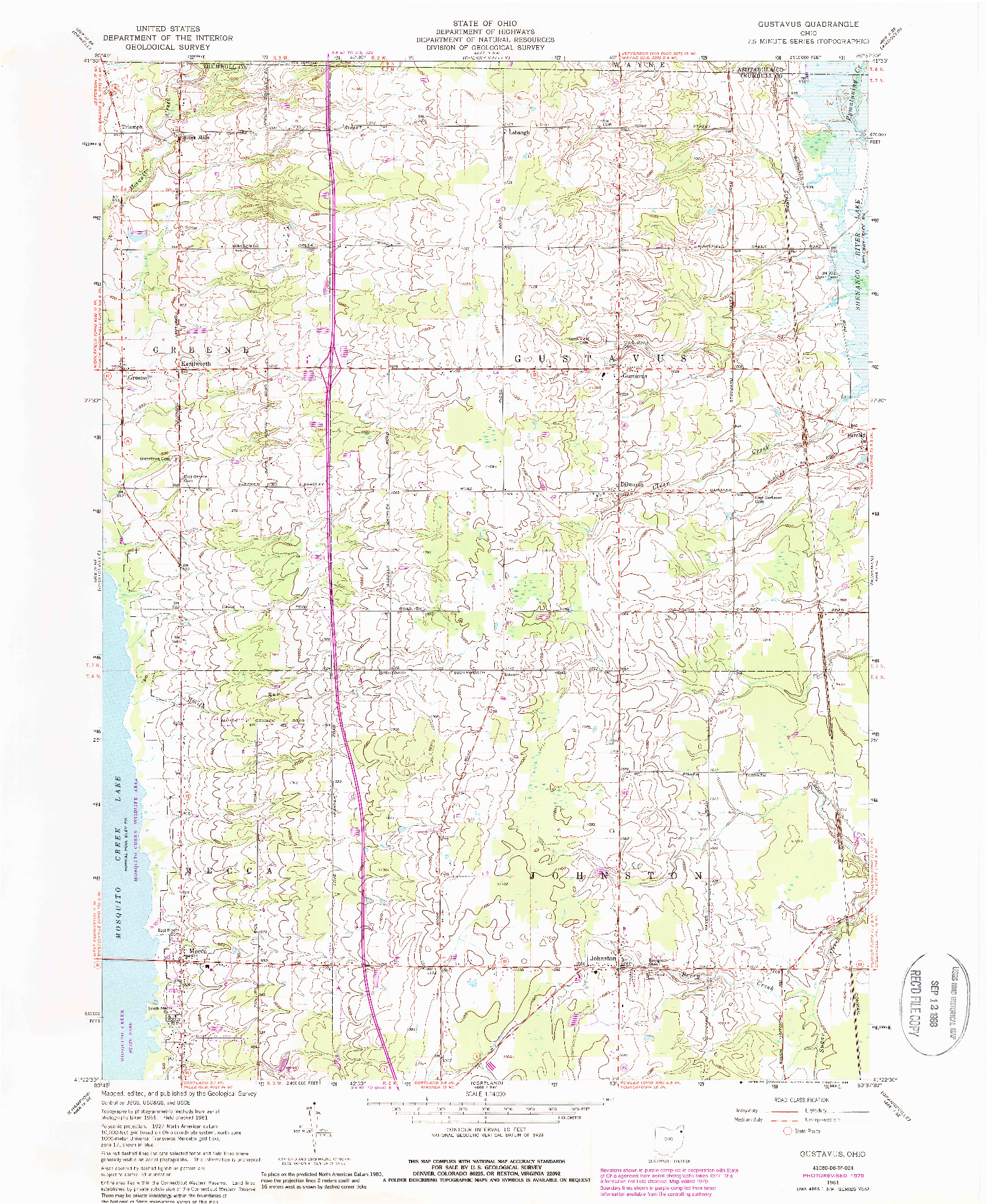 USGS 1:24000-SCALE QUADRANGLE FOR GUSTAVUS, OH 1961