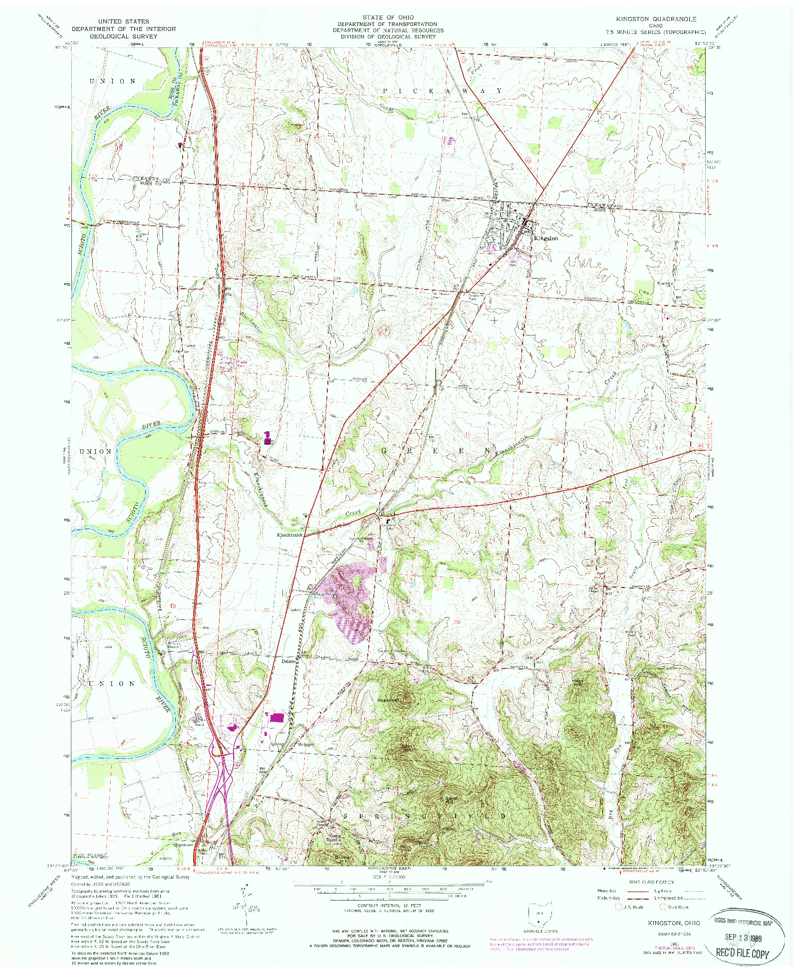 USGS 1:24000-SCALE QUADRANGLE FOR KINGSTON, OH 1961