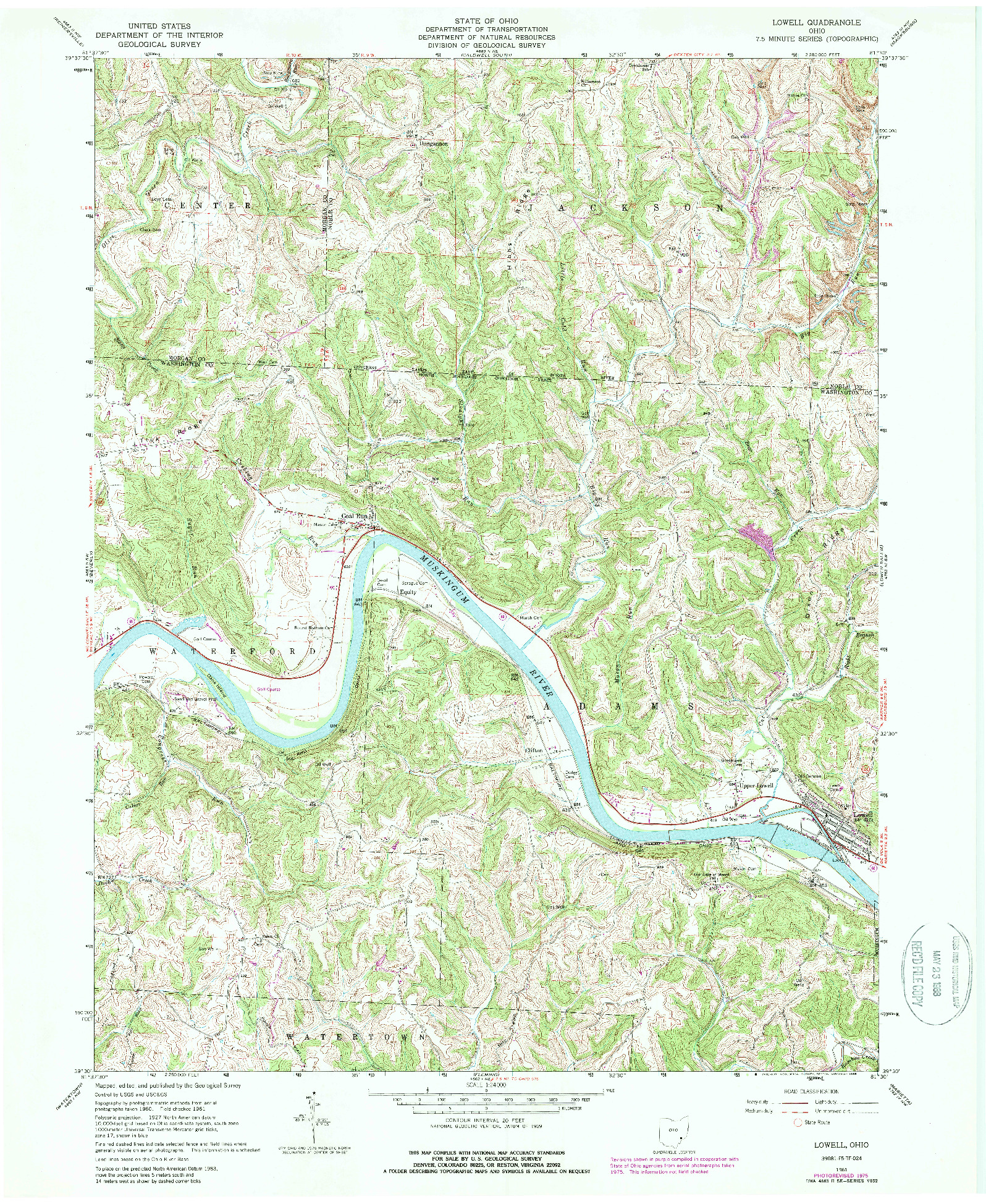 USGS 1:24000-SCALE QUADRANGLE FOR LOWELL, OH 1961