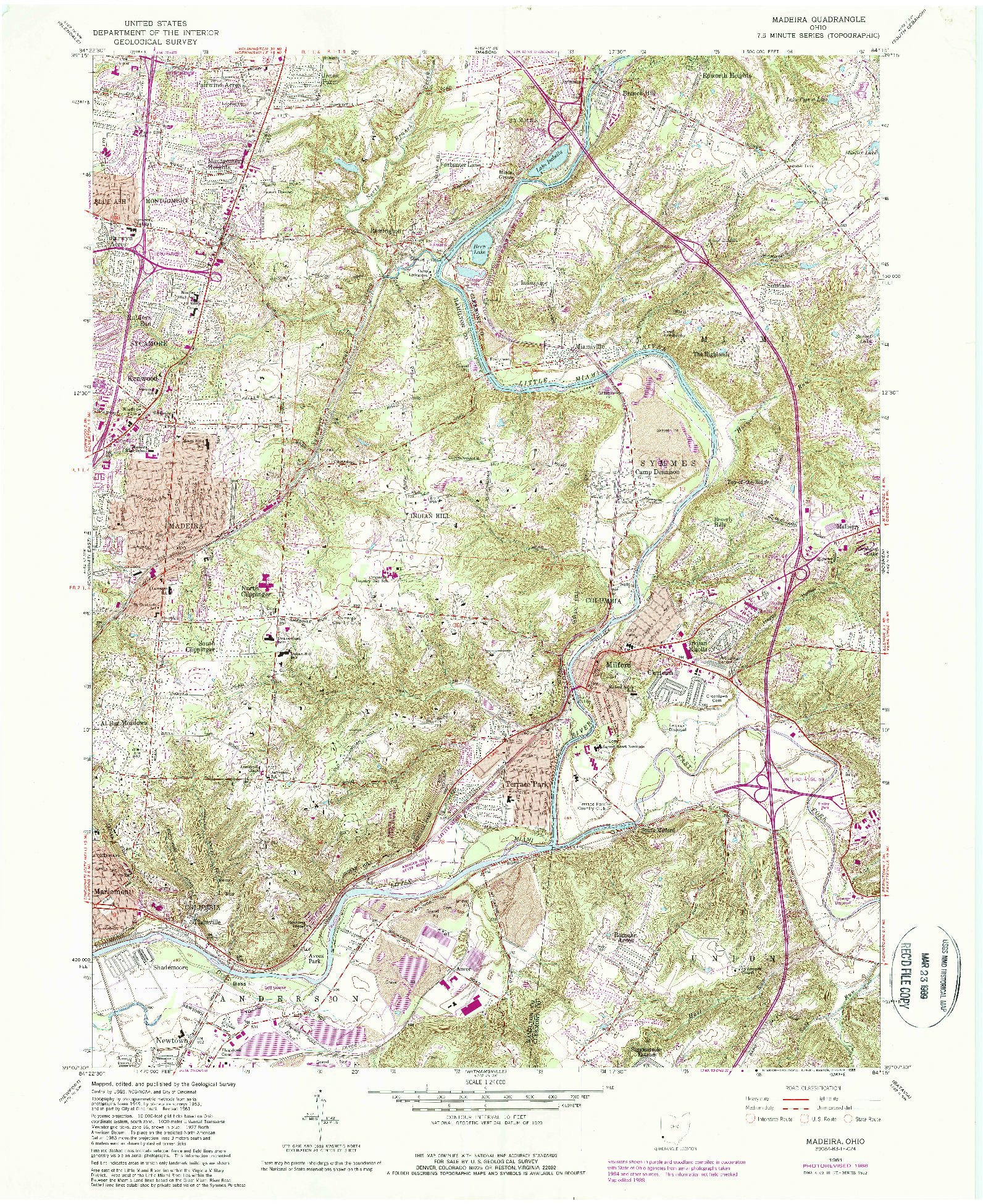 USGS 1:24000-SCALE QUADRANGLE FOR MADEIRA, OH 1961