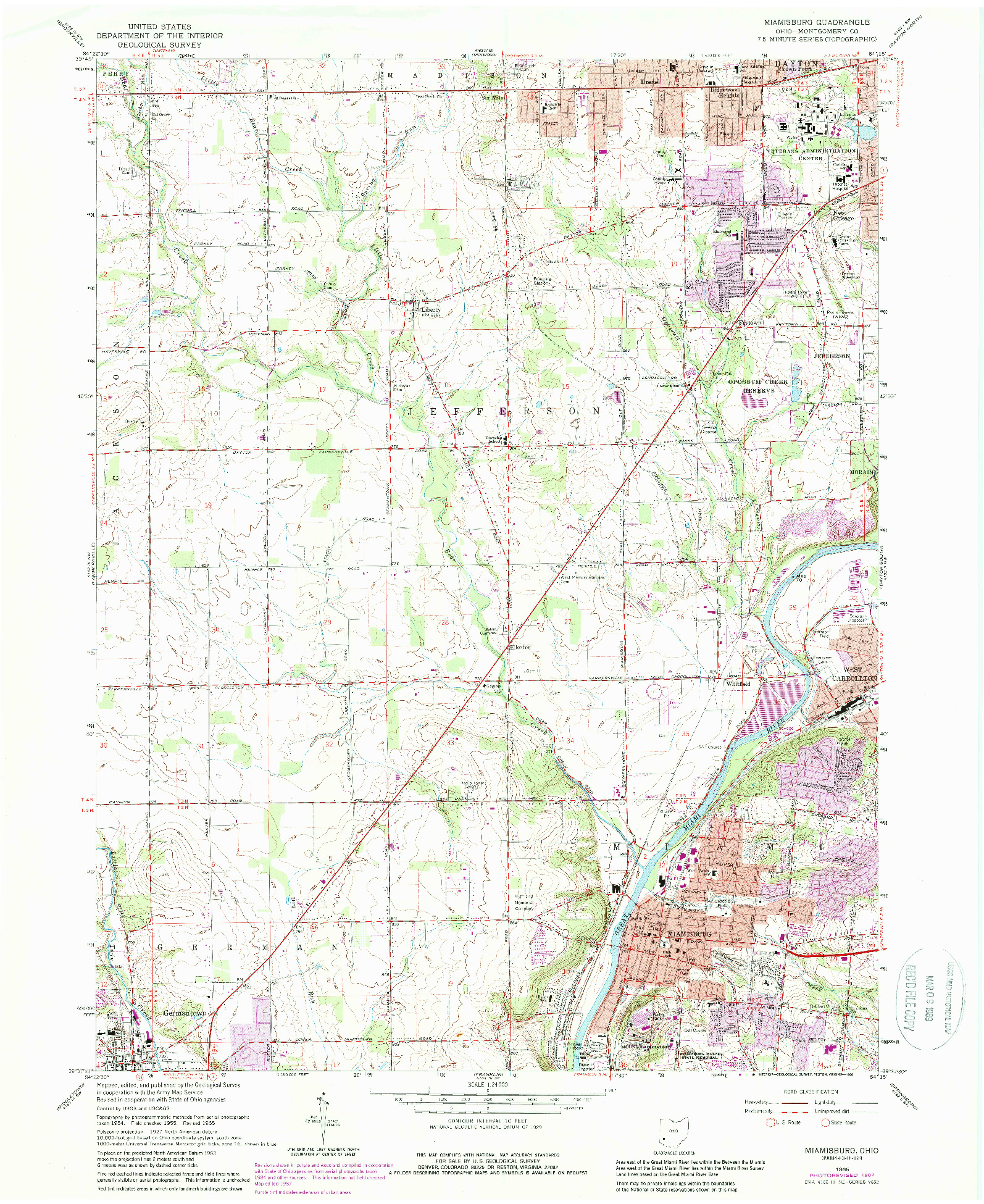 USGS 1:24000-SCALE QUADRANGLE FOR MIAMISBURG, OH 1965