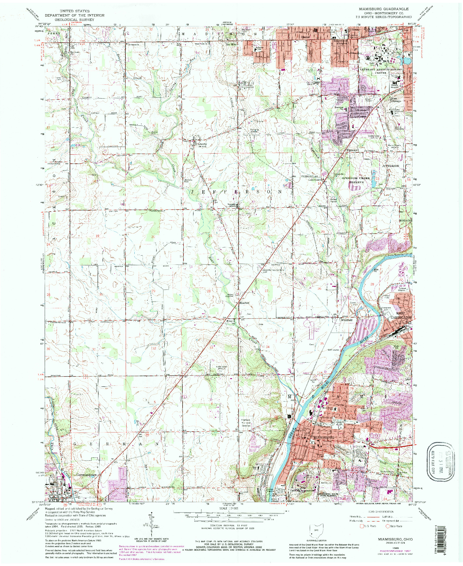 USGS 1:24000-SCALE QUADRANGLE FOR MIAMISBURG, OH 1965