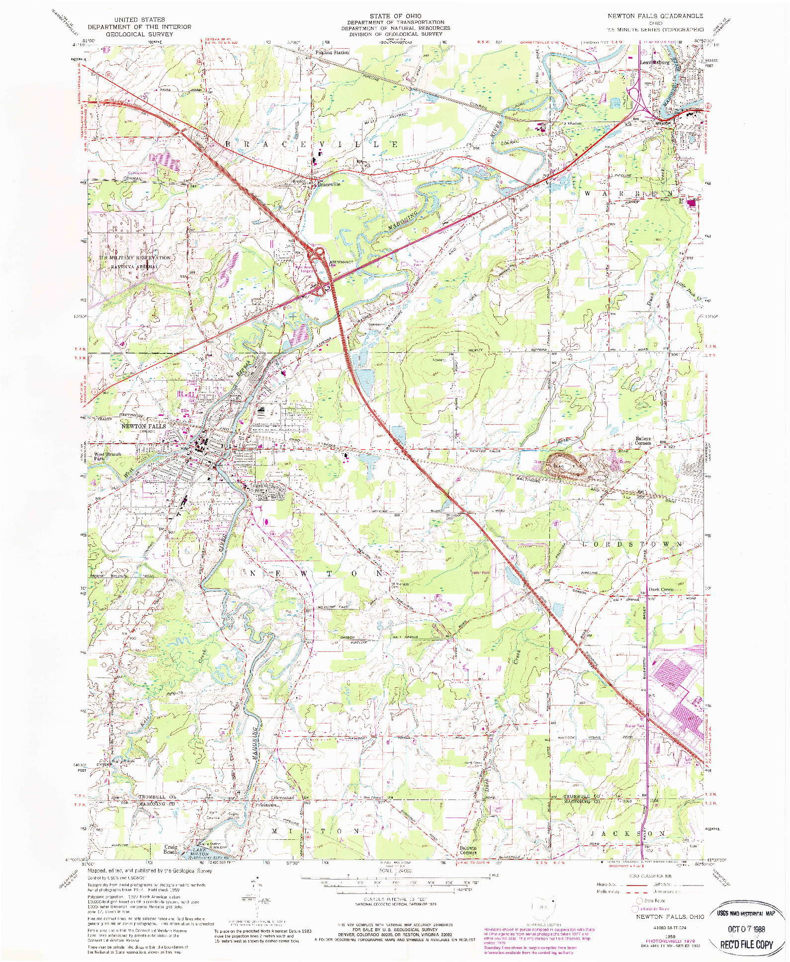 USGS 1:24000-SCALE QUADRANGLE FOR NEWTON FALLS, OH 1959