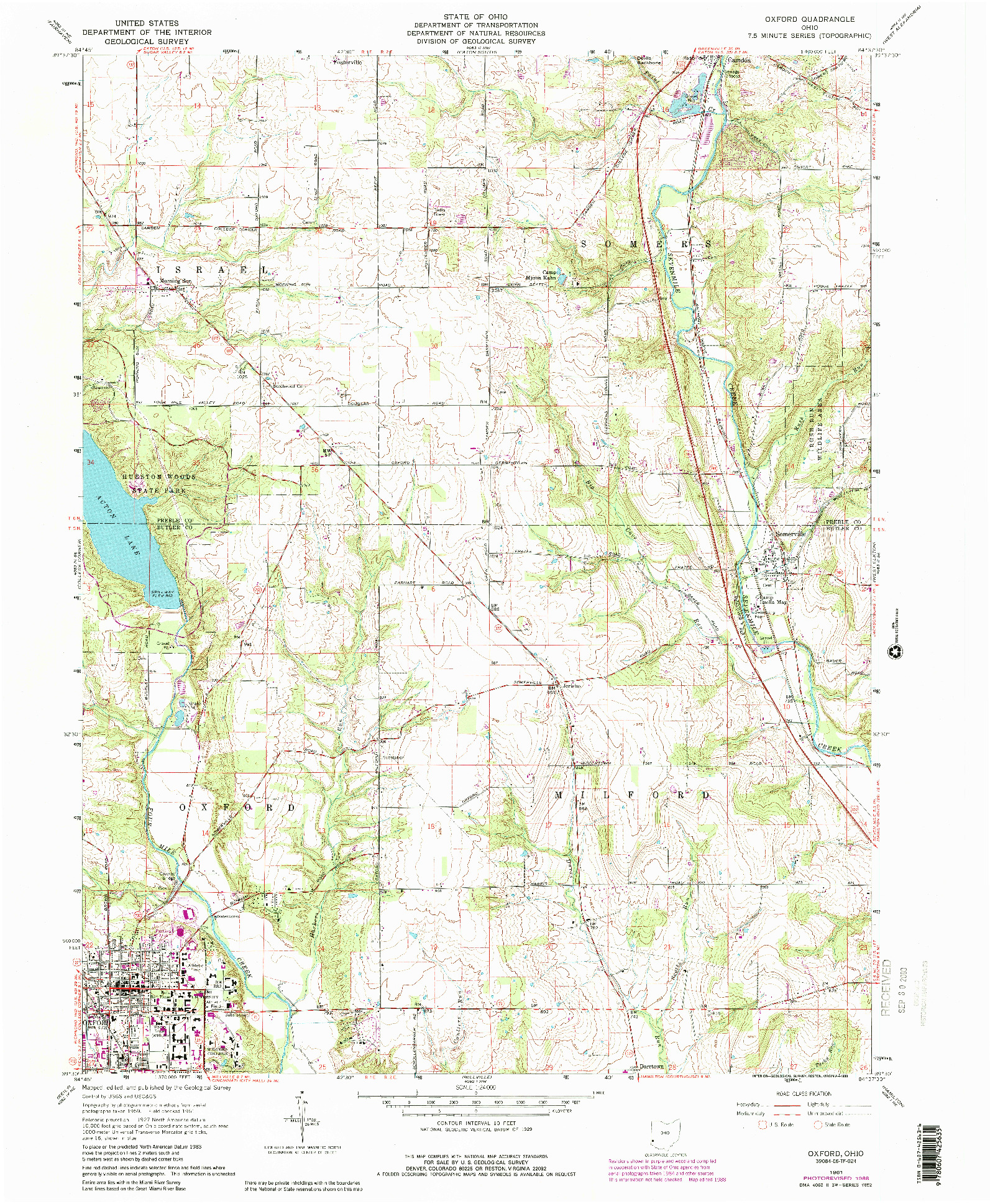 USGS 1:24000-SCALE QUADRANGLE FOR OXFORD, OH 1961