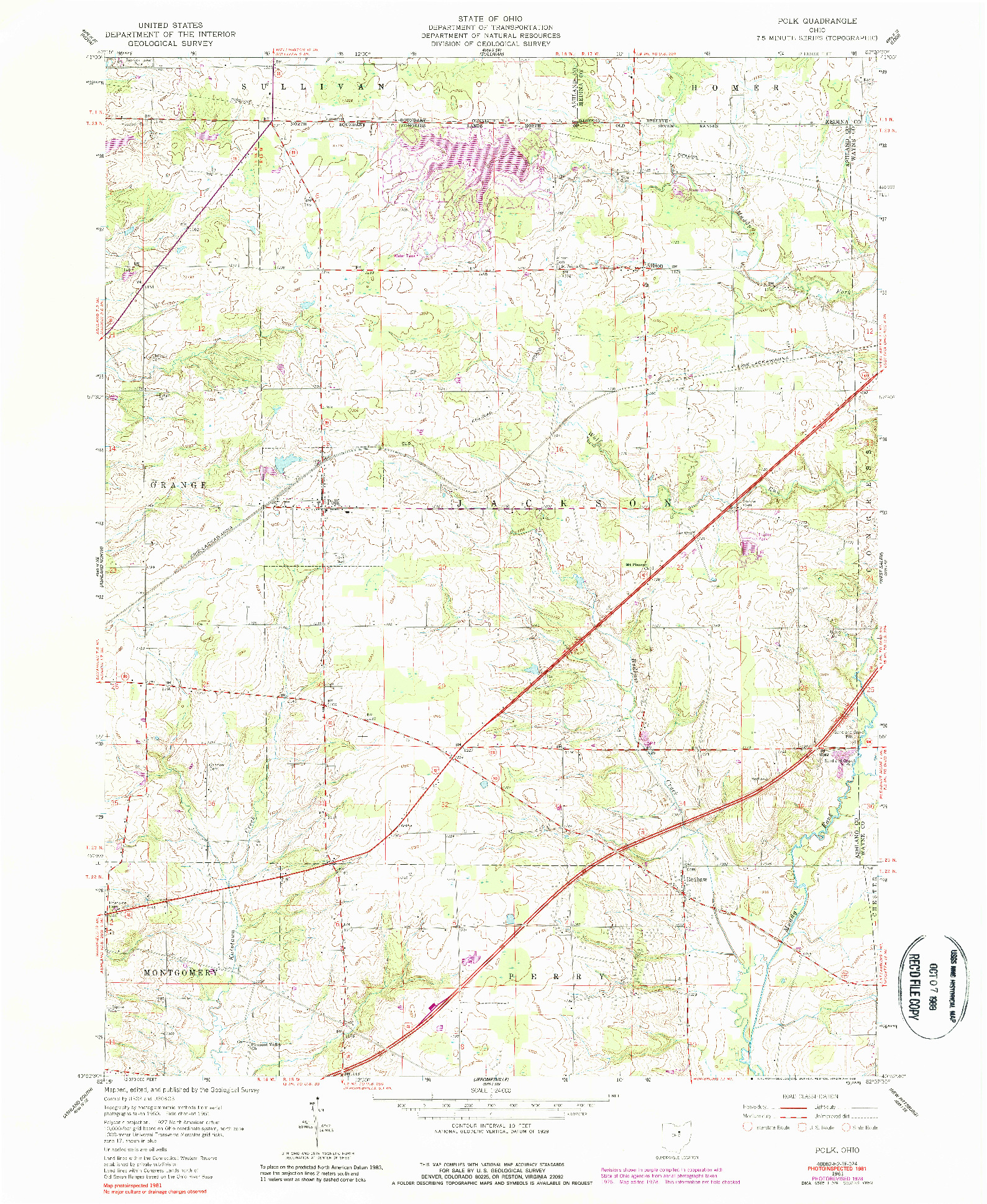 USGS 1:24000-SCALE QUADRANGLE FOR POLK, OH 1961