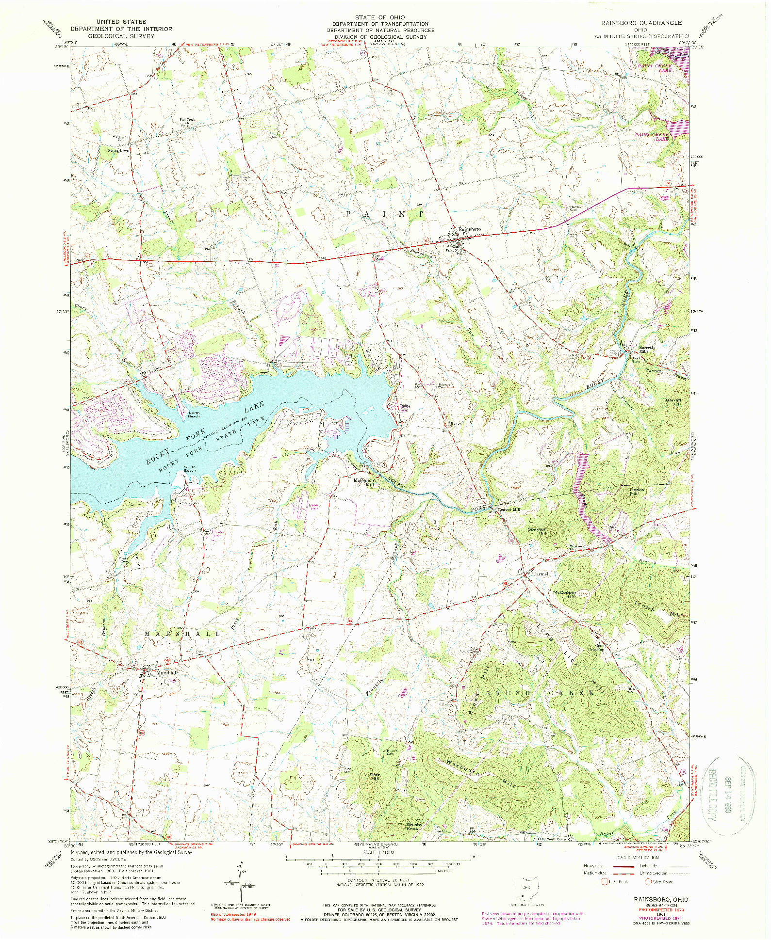 USGS 1:24000-SCALE QUADRANGLE FOR RAINSBORO, OH 1961