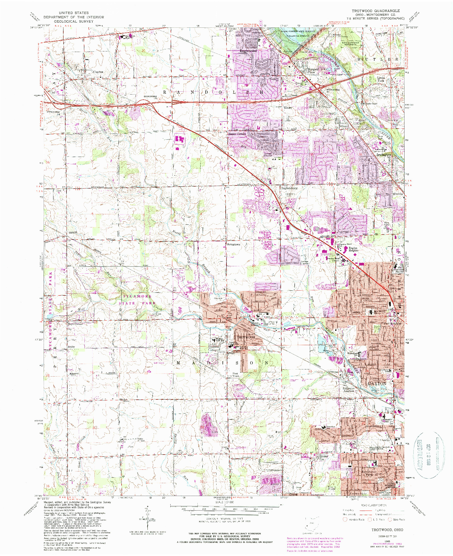 USGS 1:24000-SCALE QUADRANGLE FOR TROTWOOD, OH 1965