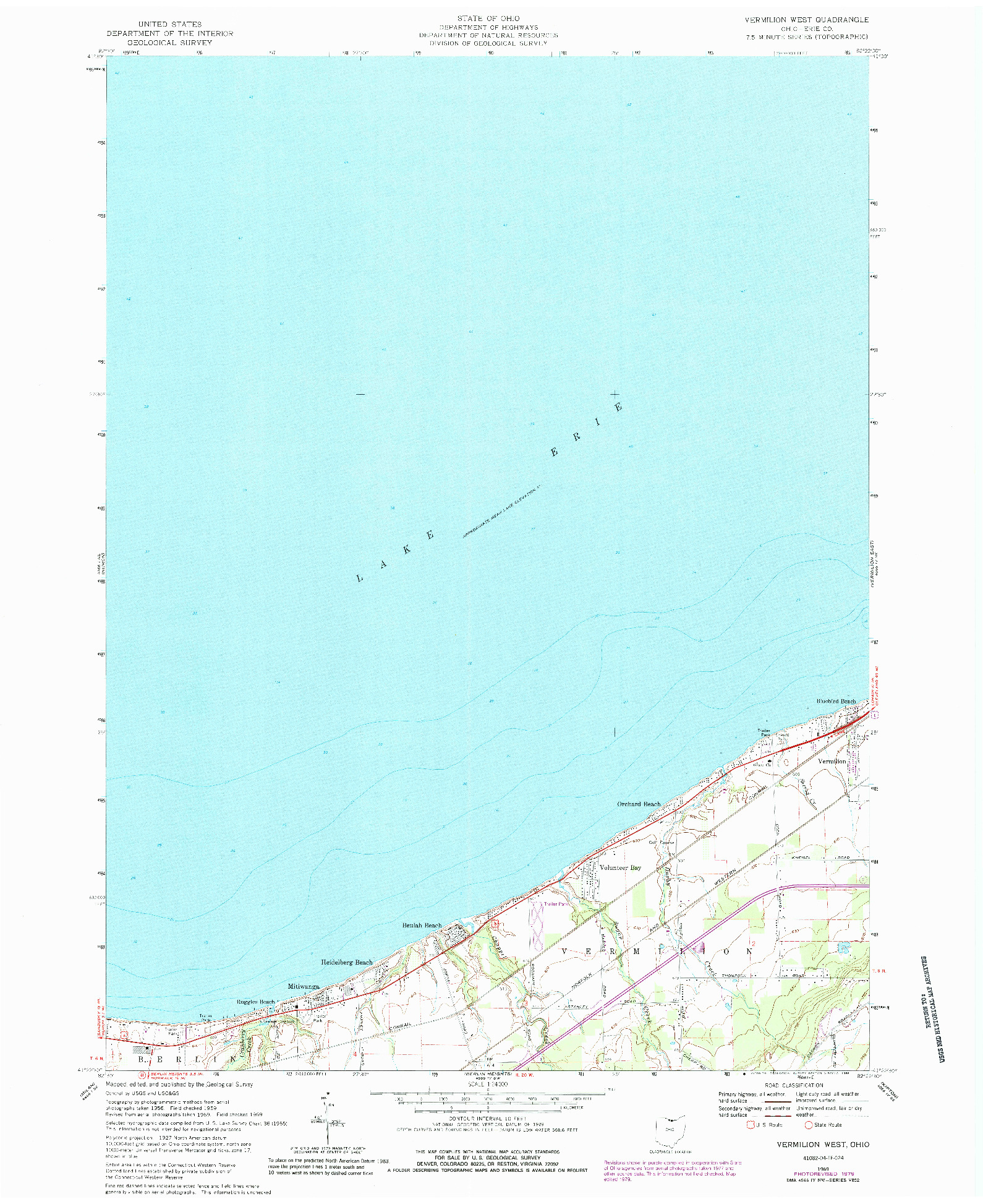 USGS 1:24000-SCALE QUADRANGLE FOR VERMILION WEST, OH 1969