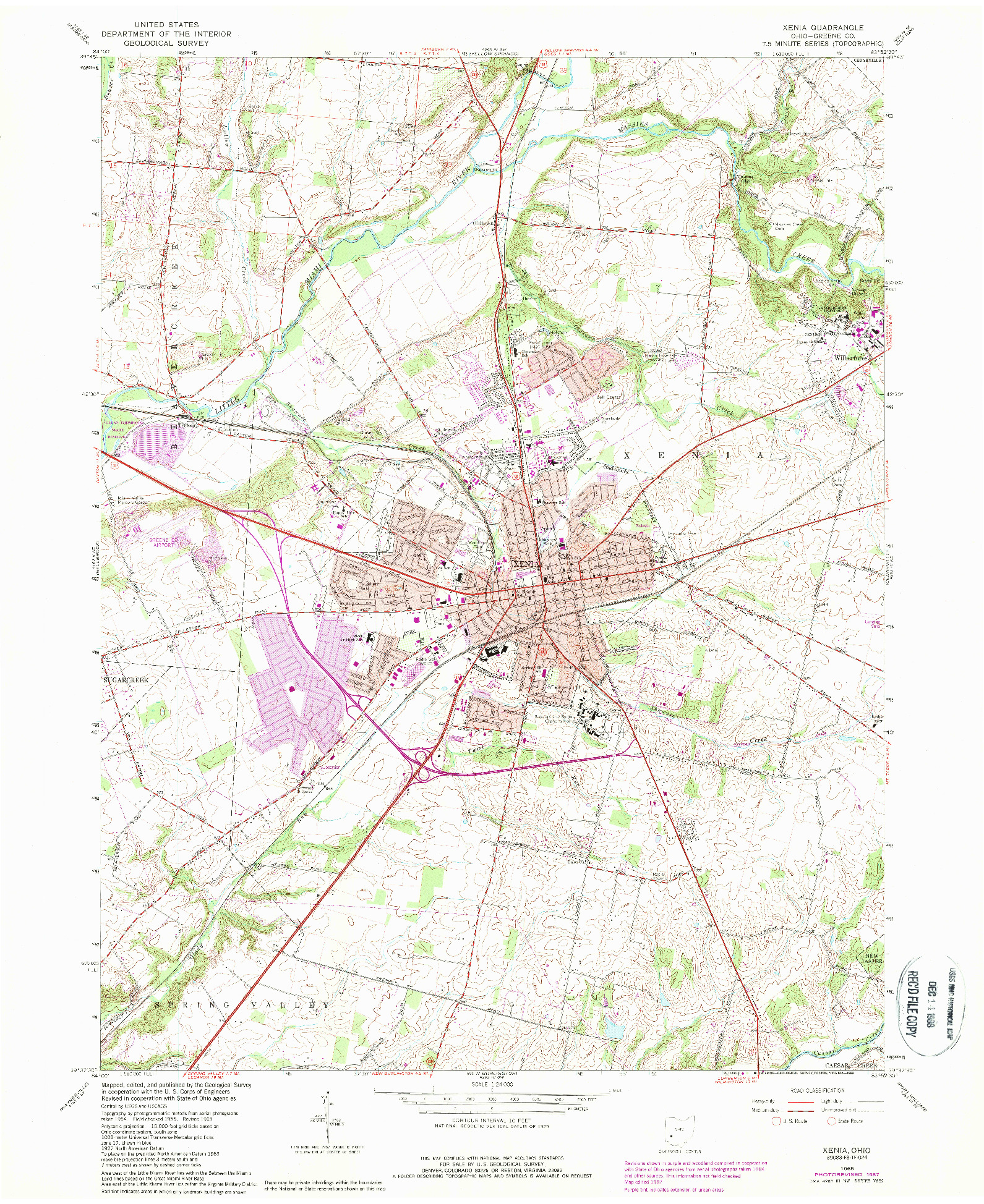 USGS 1:24000-SCALE QUADRANGLE FOR XENIA, OH 1965