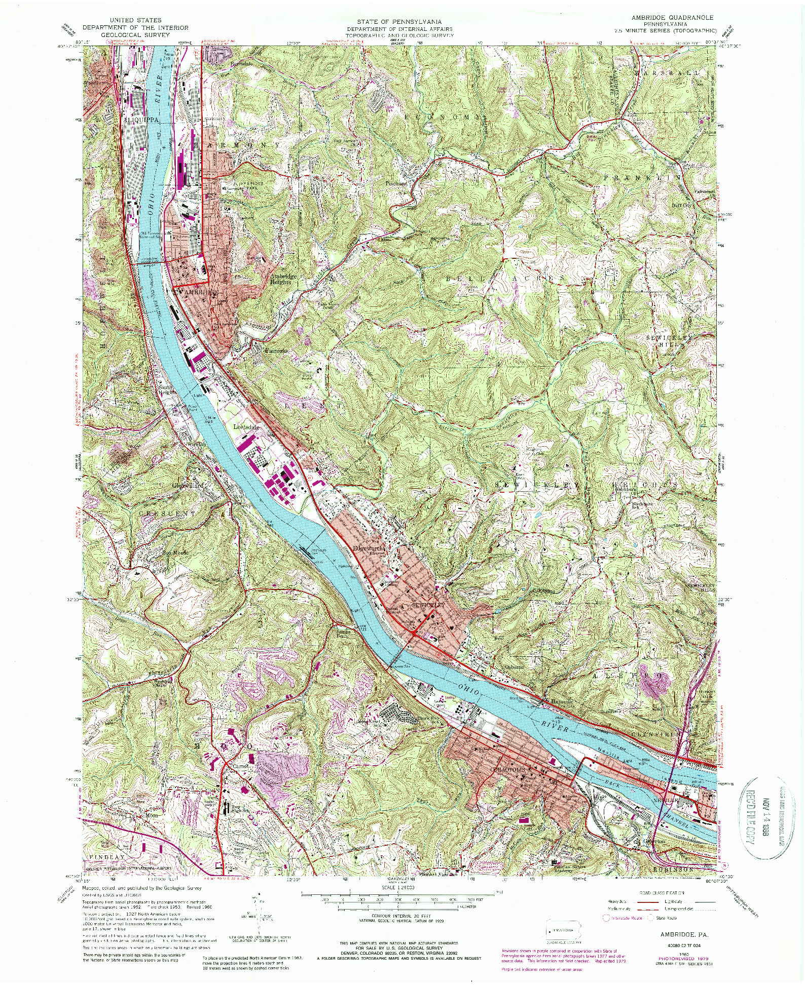 USGS 1:24000-SCALE QUADRANGLE FOR AMBRIDGE, PA 1960