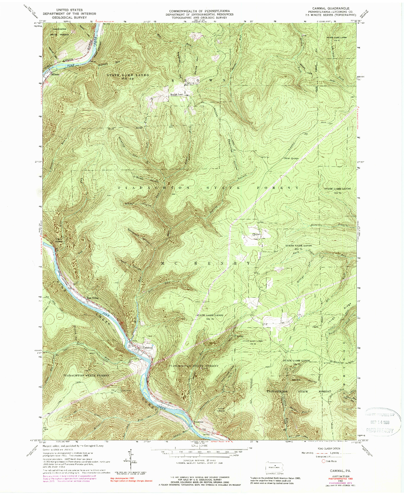 USGS 1:24000-SCALE QUADRANGLE FOR CAMMAL, PA 1965