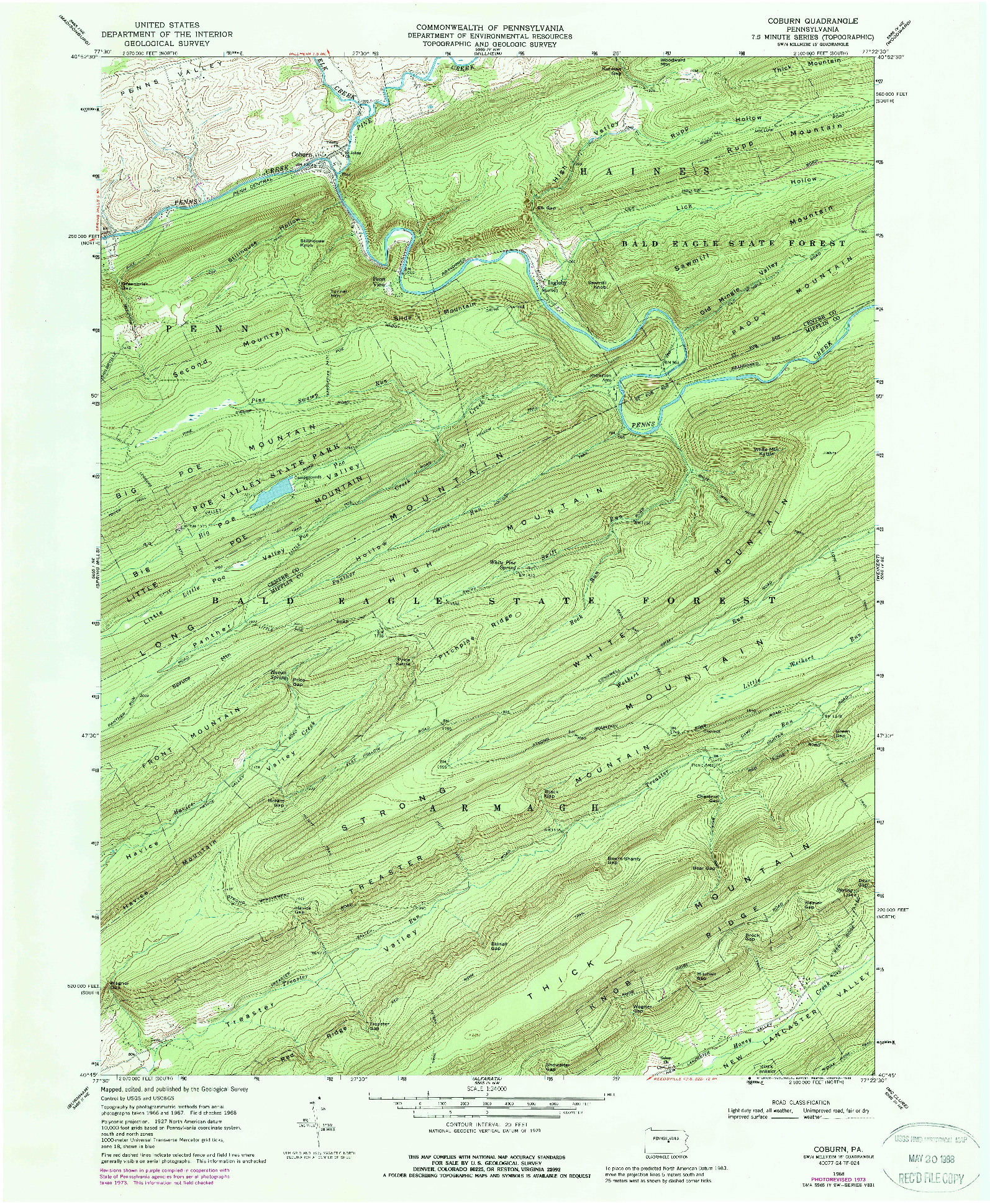 USGS 1:24000-SCALE QUADRANGLE FOR COBURN, PA 1968