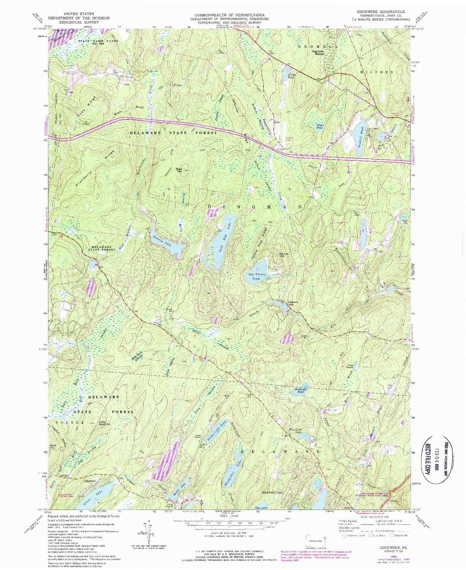 USGS 1:24000-SCALE QUADRANGLE FOR EDGEMERE, PA 1965