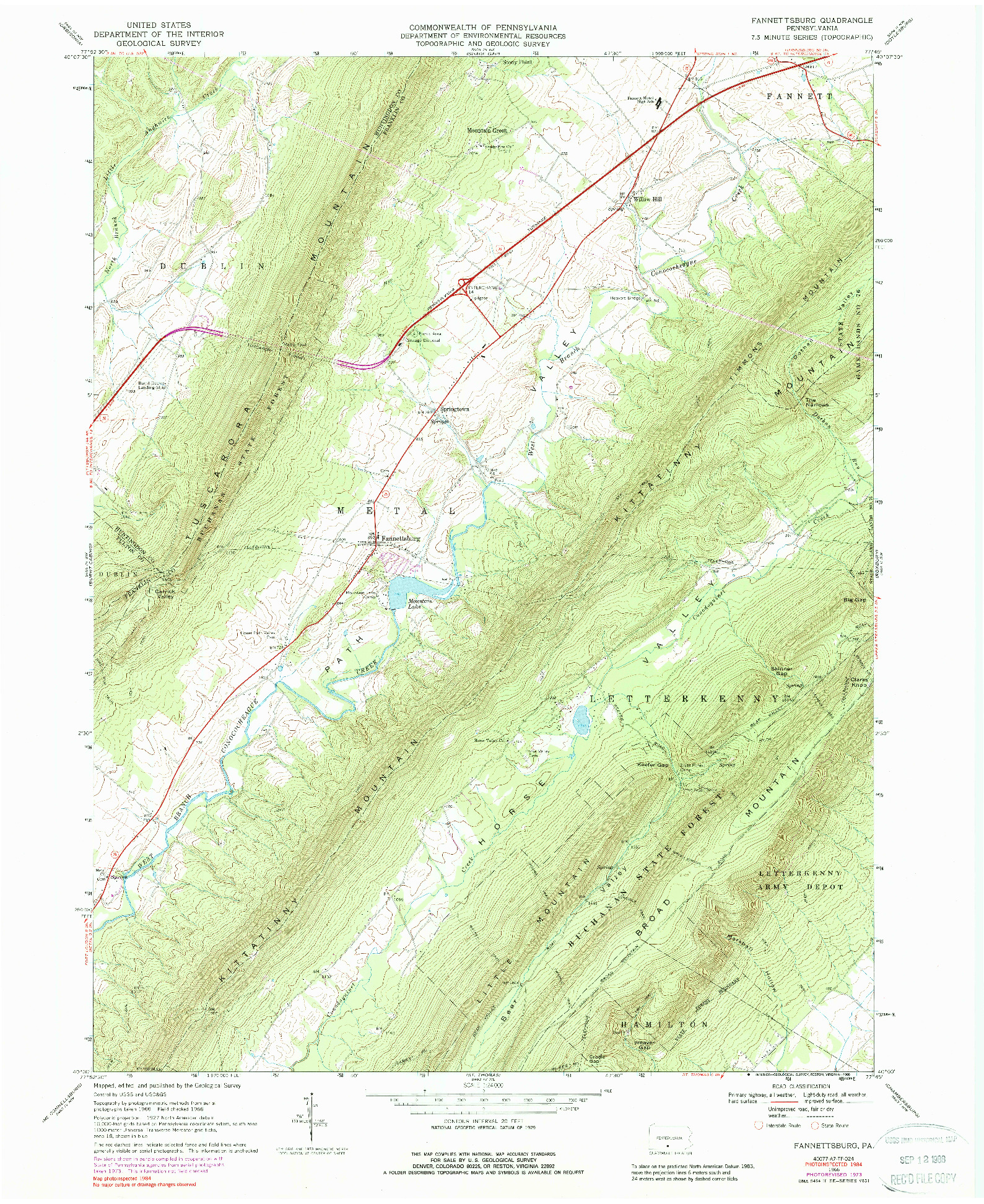 USGS 1:24000-SCALE QUADRANGLE FOR FANNETTSBURG, PA 1966