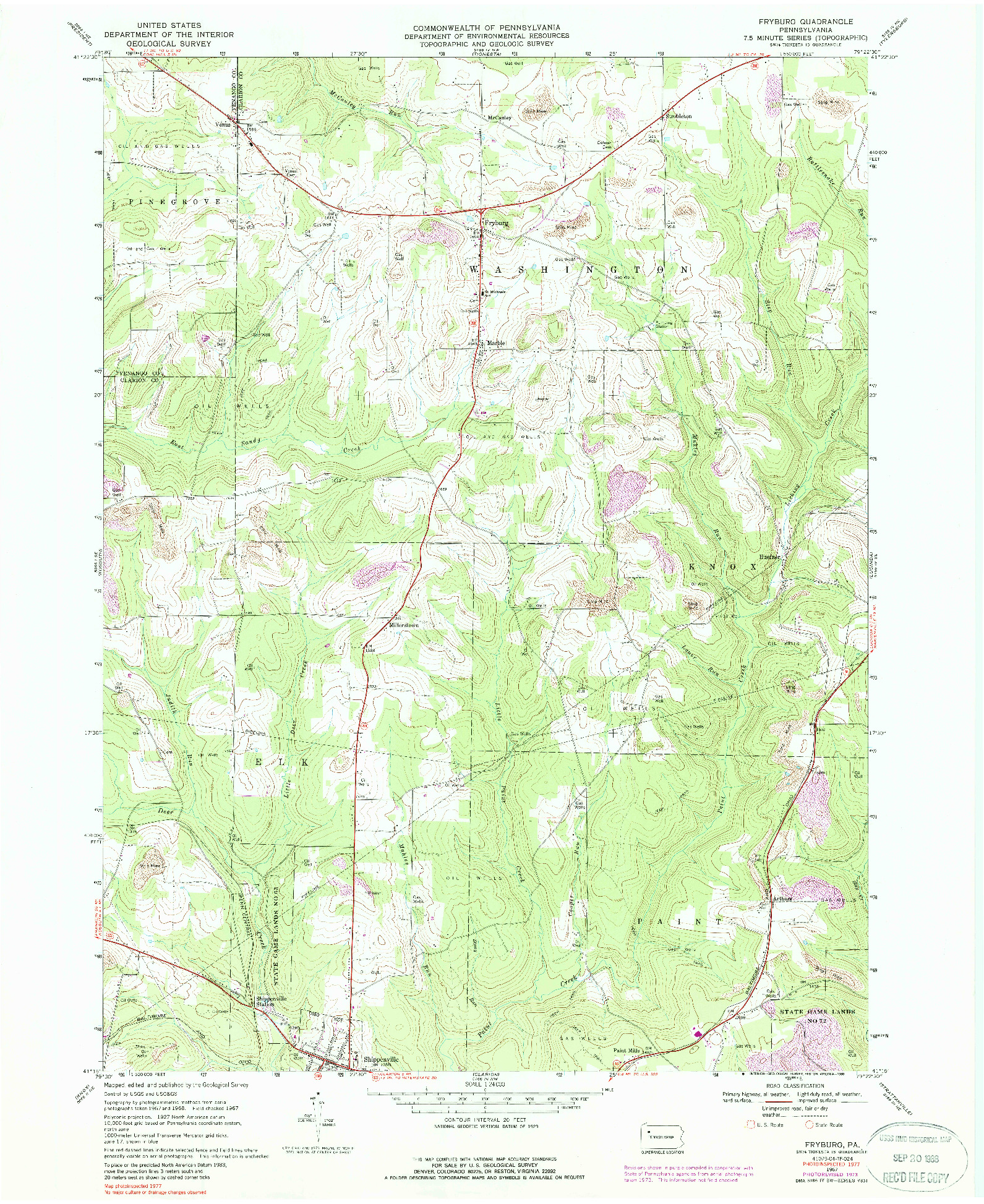 USGS 1:24000-SCALE QUADRANGLE FOR FRYBURG, PA 1967