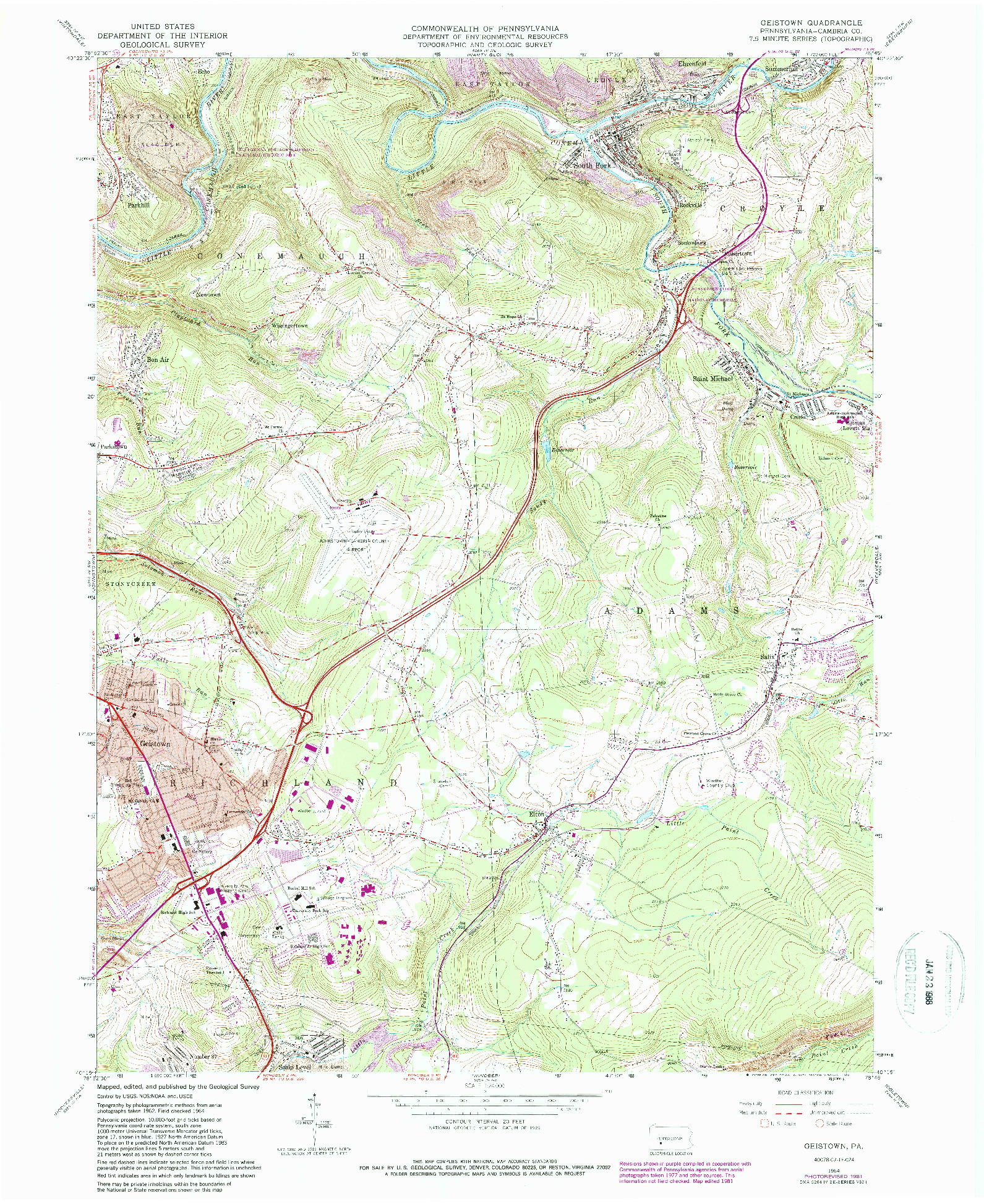 USGS 1:24000-SCALE QUADRANGLE FOR GEISTOWN, PA 1964