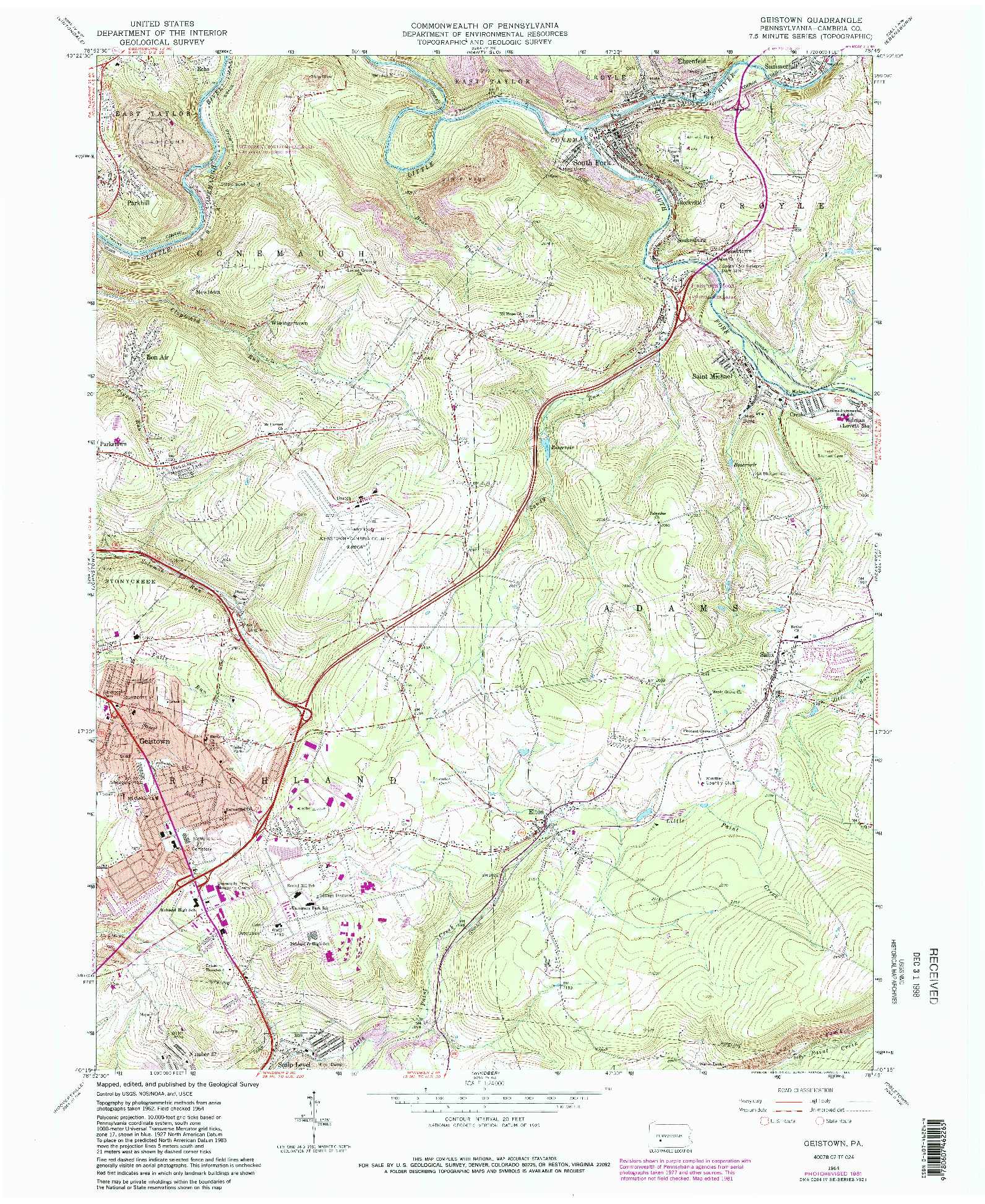 USGS 1:24000-SCALE QUADRANGLE FOR GEISTOWN, PA 1964