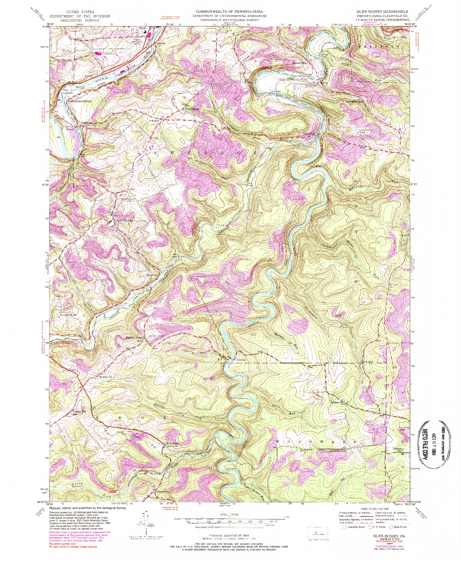 USGS 1:24000-SCALE QUADRANGLE FOR GLEN RICHEY, PA 1944